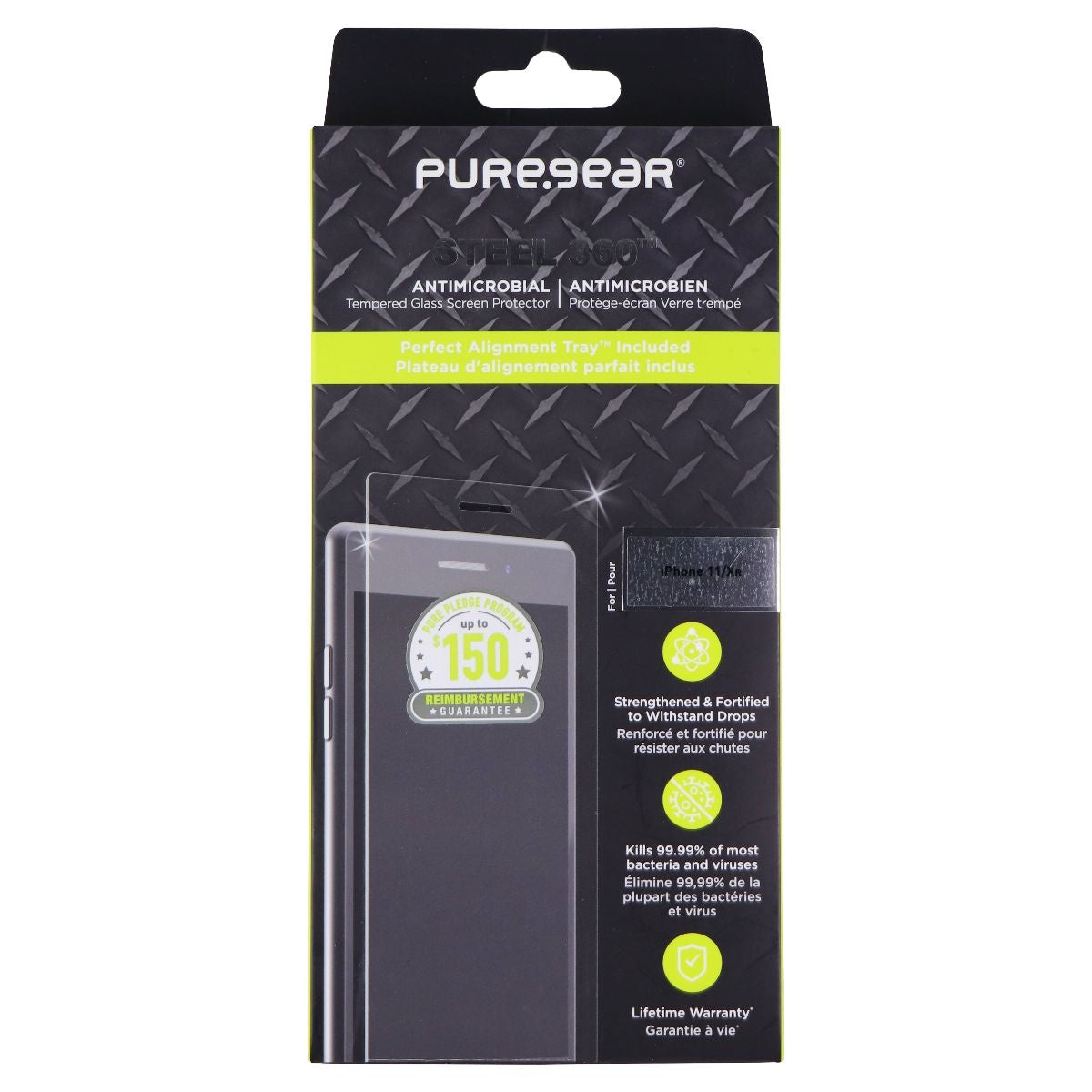 PureGear Steel 360 Tempered Glass Protector for Apple iPhone 11 / iPhone XR Cell Phone - Screen Protectors PureGear - Simple Cell Bulk Wholesale Pricing - USA Seller