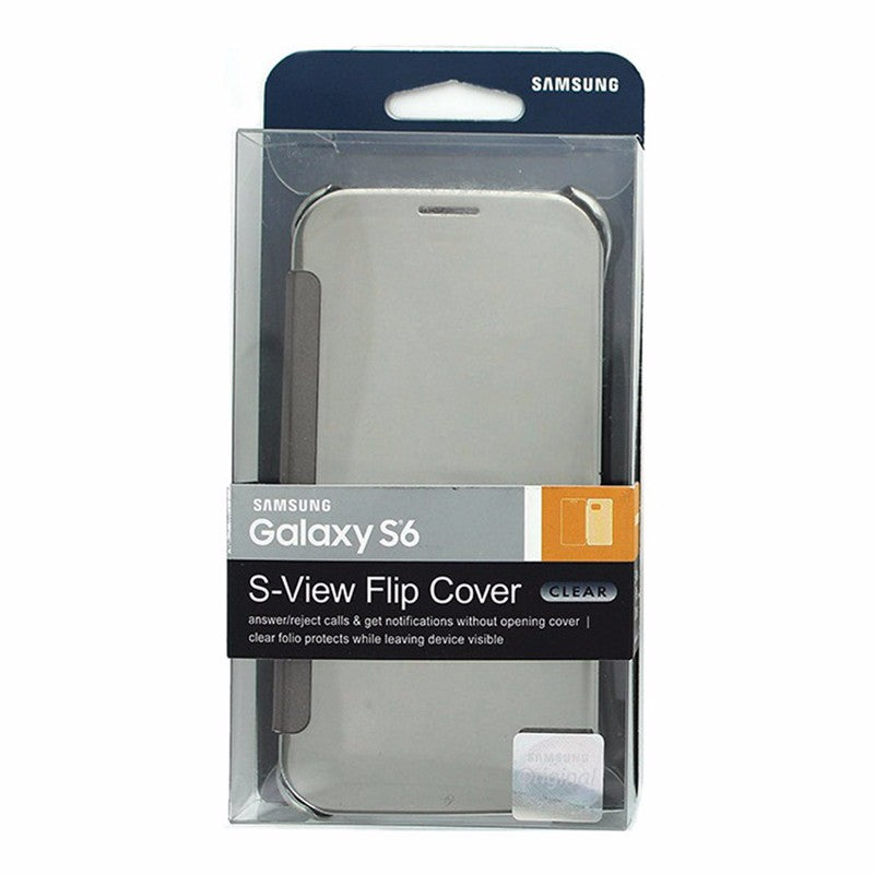 Samsung S-View Flip Cover Case for Samsung Galaxy S6 - Clear Silver Cell Phone - Cases, Covers & Skins Samsung - Simple Cell Bulk Wholesale Pricing - USA Seller