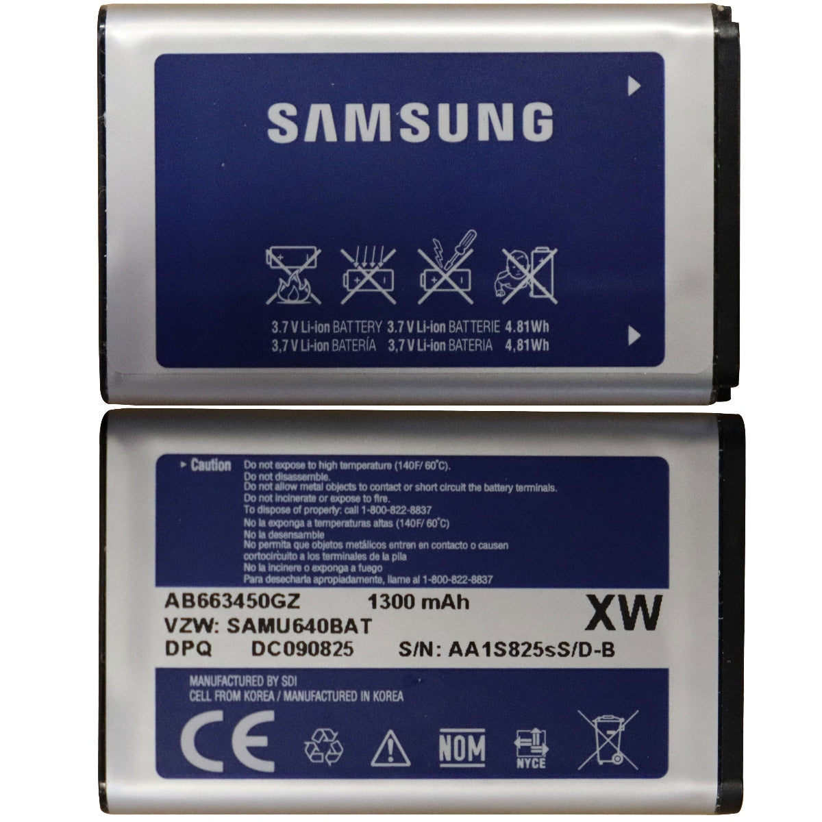 OEM Samsung AB663450GZ 1300 mAh Replacement Battery for SCH-U640/SCH-U660 Cell Phone - Batteries Samsung - Simple Cell Bulk Wholesale Pricing - USA Seller