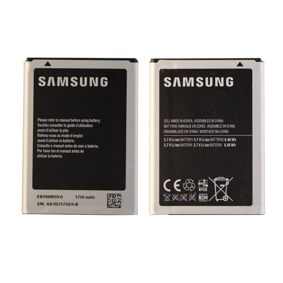 OEM 1750 mAh Replacement Battery (EB494865VO) for Samsung Galaxy Rush (SPH-M830) Cell Phone - Batteries Samsung - Simple Cell Bulk Wholesale Pricing - USA Seller