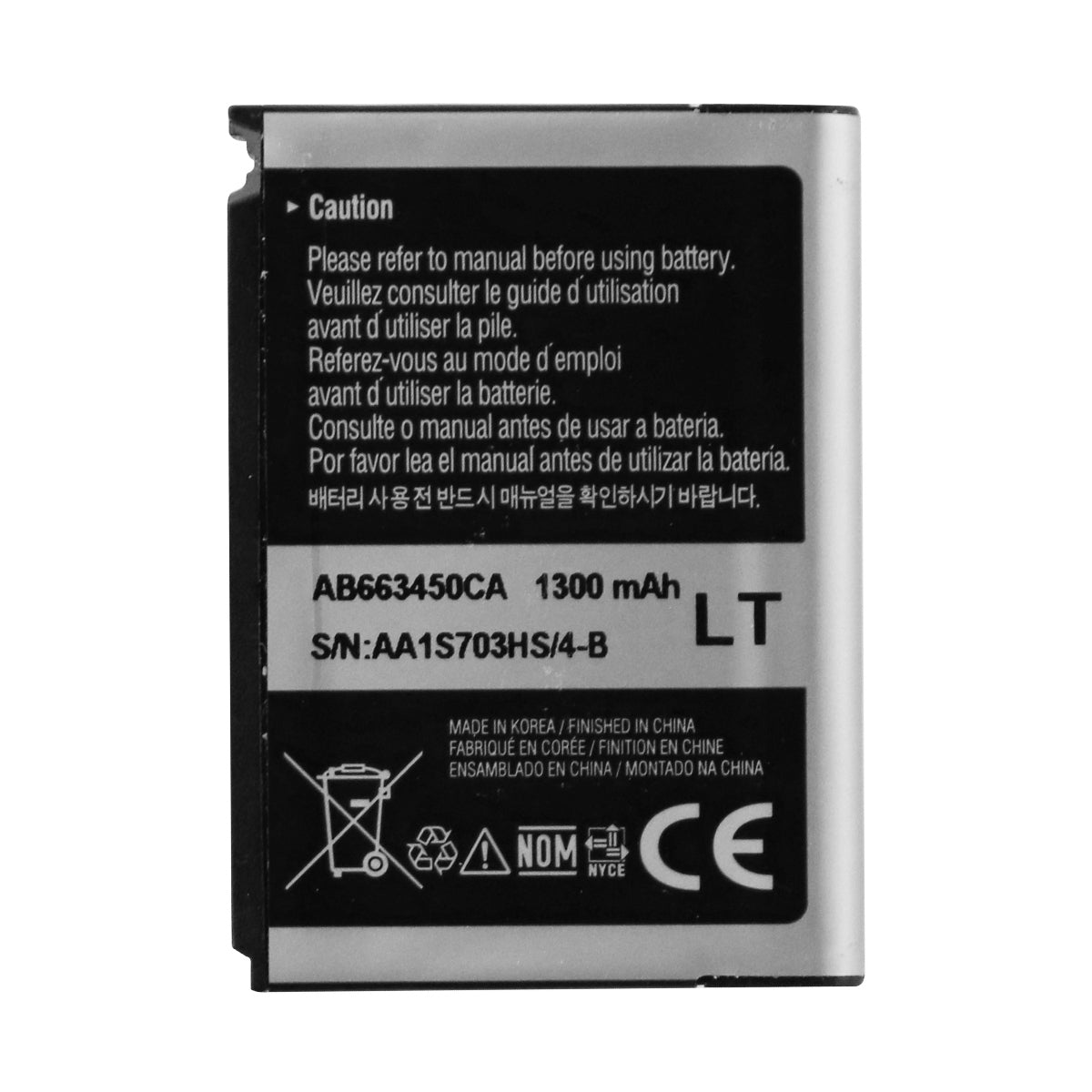 Samsung OEM Rechargeable 1300mAh Battery (AB663450CA) for Samsung A827 Cell Phone - Batteries Samsung - Simple Cell Bulk Wholesale Pricing - USA Seller