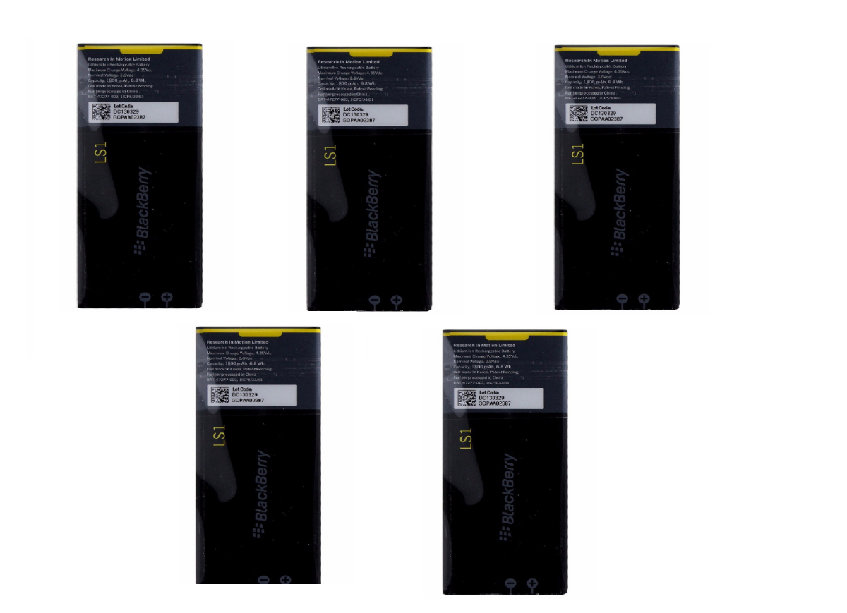 KIT 5x BlackBerry Rechargeable 1,800mAh OEM Battery (LS1) for BlackBerry Z10 Cell Phone - Batteries Blackberry - Simple Cell Bulk Wholesale Pricing - USA Seller