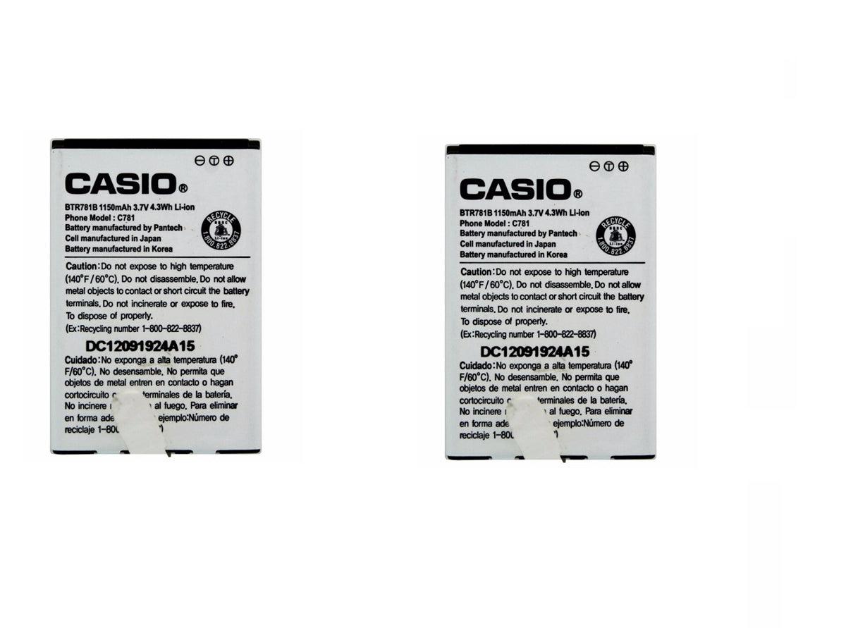 KIT 2x Casio BTR781B 1150 mAh Replacement Battery for Casio Cammando C781 Cell Phone - Batteries Casio - Simple Cell Bulk Wholesale Pricing - USA Seller