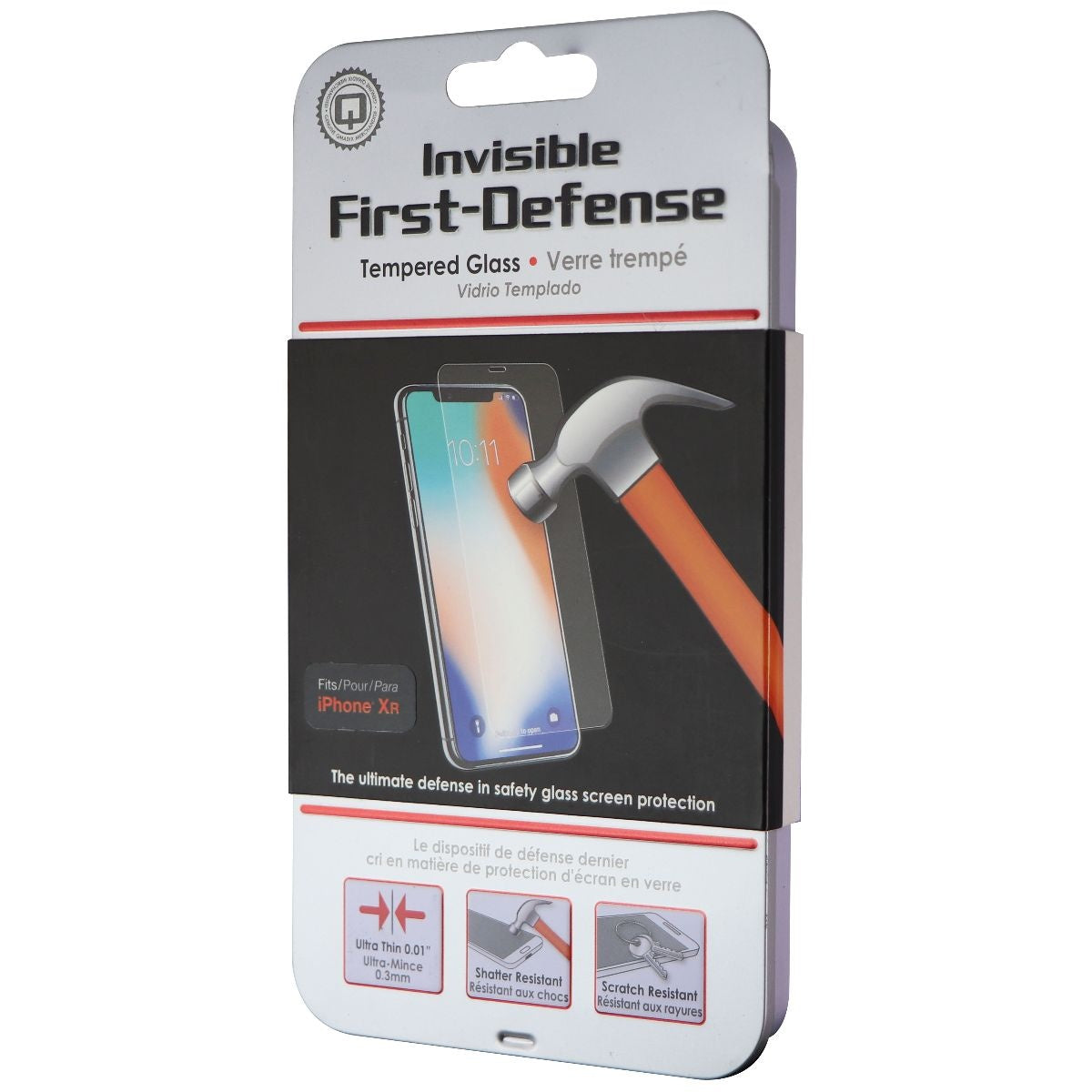 Qmadix Invisible First-Defense 9H Tempered Glass for iPhone XR - Clear Cell Phone - Screen Protectors Qmadix - Simple Cell Bulk Wholesale Pricing - USA Seller