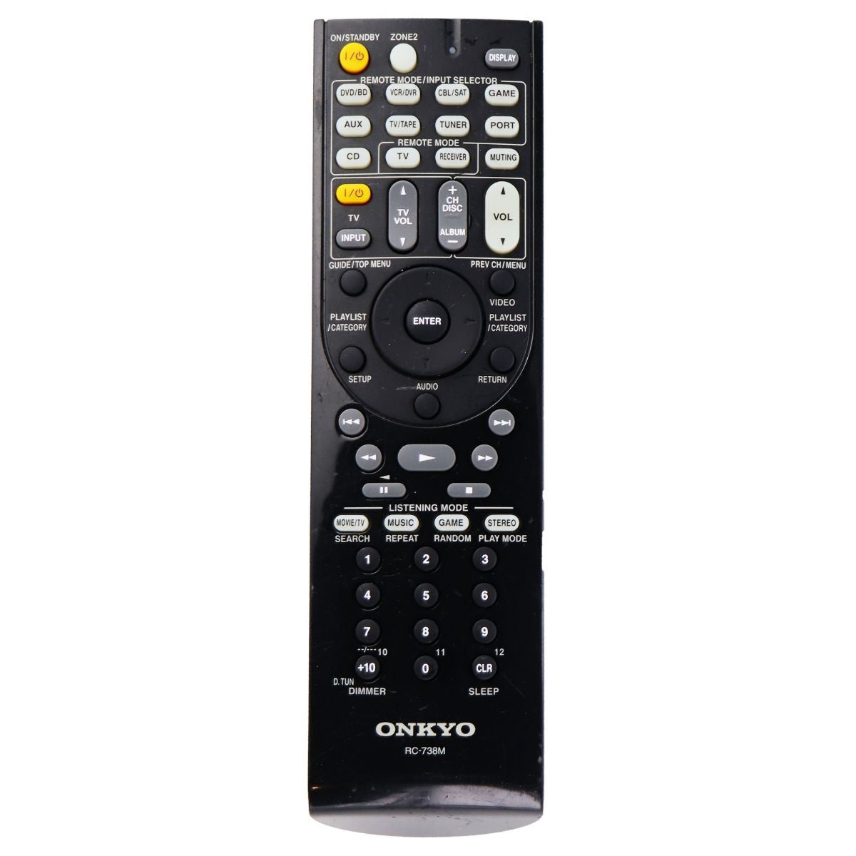 Onkyo Remote Control (RC-738M) for Select Onkyo Devices - Black TV, Video & Audio Accessories - Remote Controls Onkyo - Simple Cell Bulk Wholesale Pricing - USA Seller