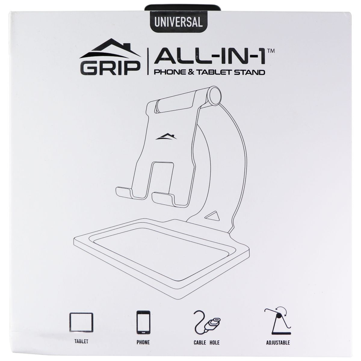 GRIP All-In-1 Phone and Tablet Stand for Viewing and Reading - Silver/Black iPad/Tablet Accessories - Mounts, Stands & Holders Grip - Simple Cell Bulk Wholesale Pricing - USA Seller