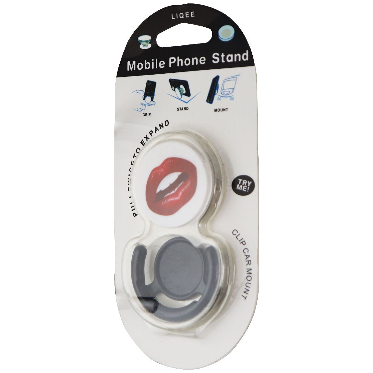 Liqee Mobile Phone Stand and Clip Car Mount - Red Lips Cell Phone - Mounts & Holders Liqee - Simple Cell Bulk Wholesale Pricing - USA Seller