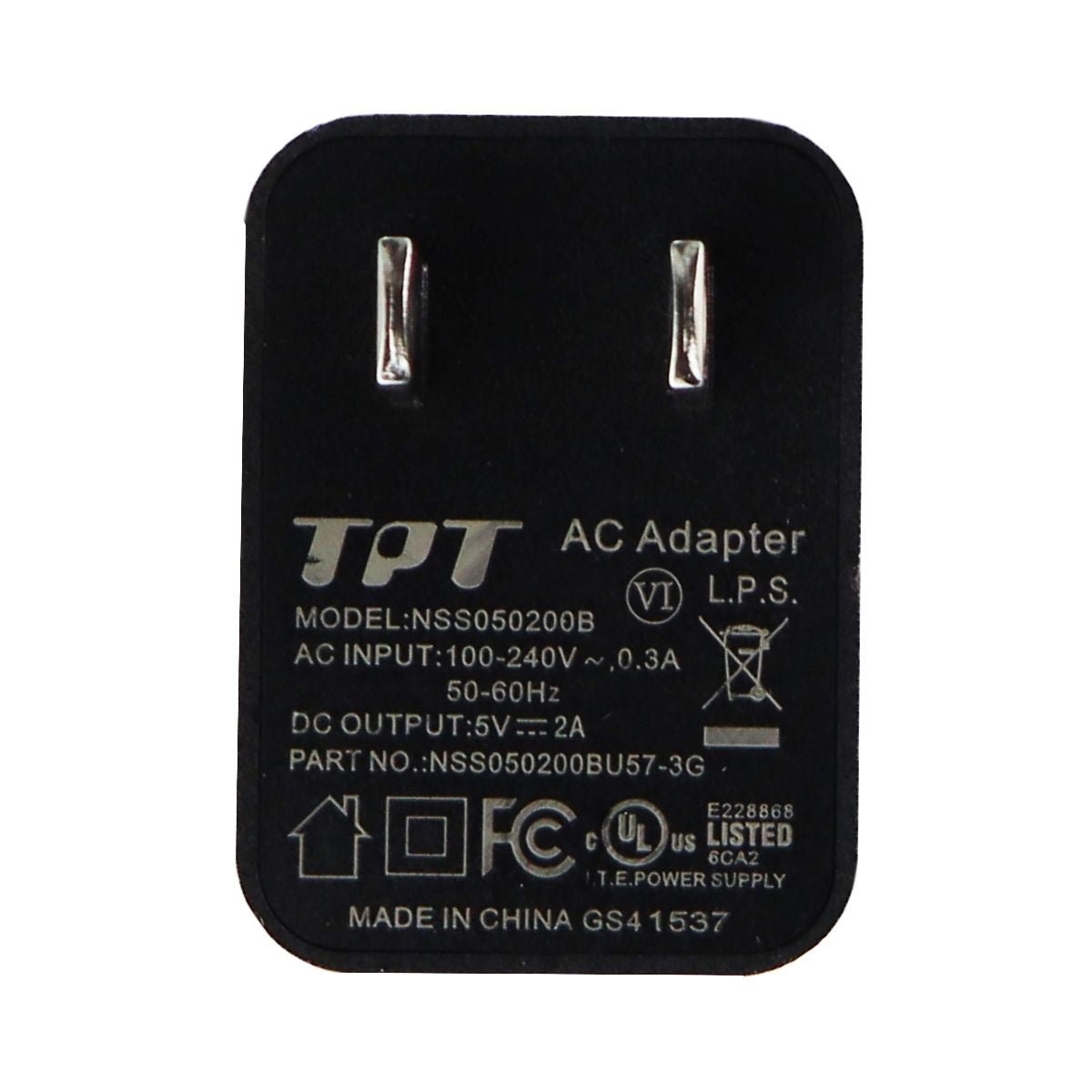 TPT (2-Amp) Single USB Wall Charger Travel Adapter - Black (NSS050200B) Cell Phone - Chargers & Cradles TPT - Simple Cell Bulk Wholesale Pricing - USA Seller