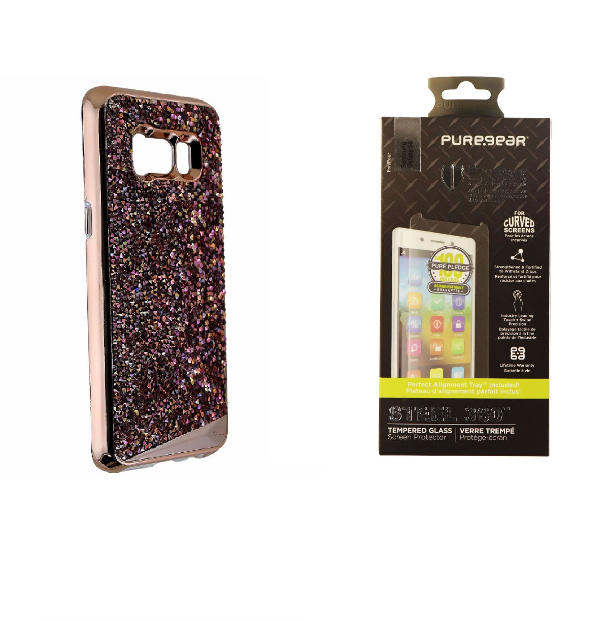 Case-Mate Brilliance Rose Gold Case and PureGear Screen Protector for Galaxy S8 Cell Phone - Cases, Covers & Skins Case-Mate - Simple Cell Bulk Wholesale Pricing - USA Seller