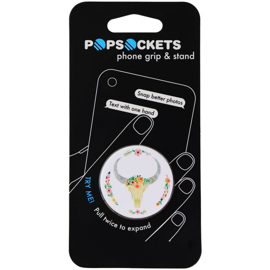 PopSockets Collapsible Grip & Stand for Phones and Tablets - Boho Skull / White Cell Phone - Mounts & Holders PopSockets - Simple Cell Bulk Wholesale Pricing - USA Seller