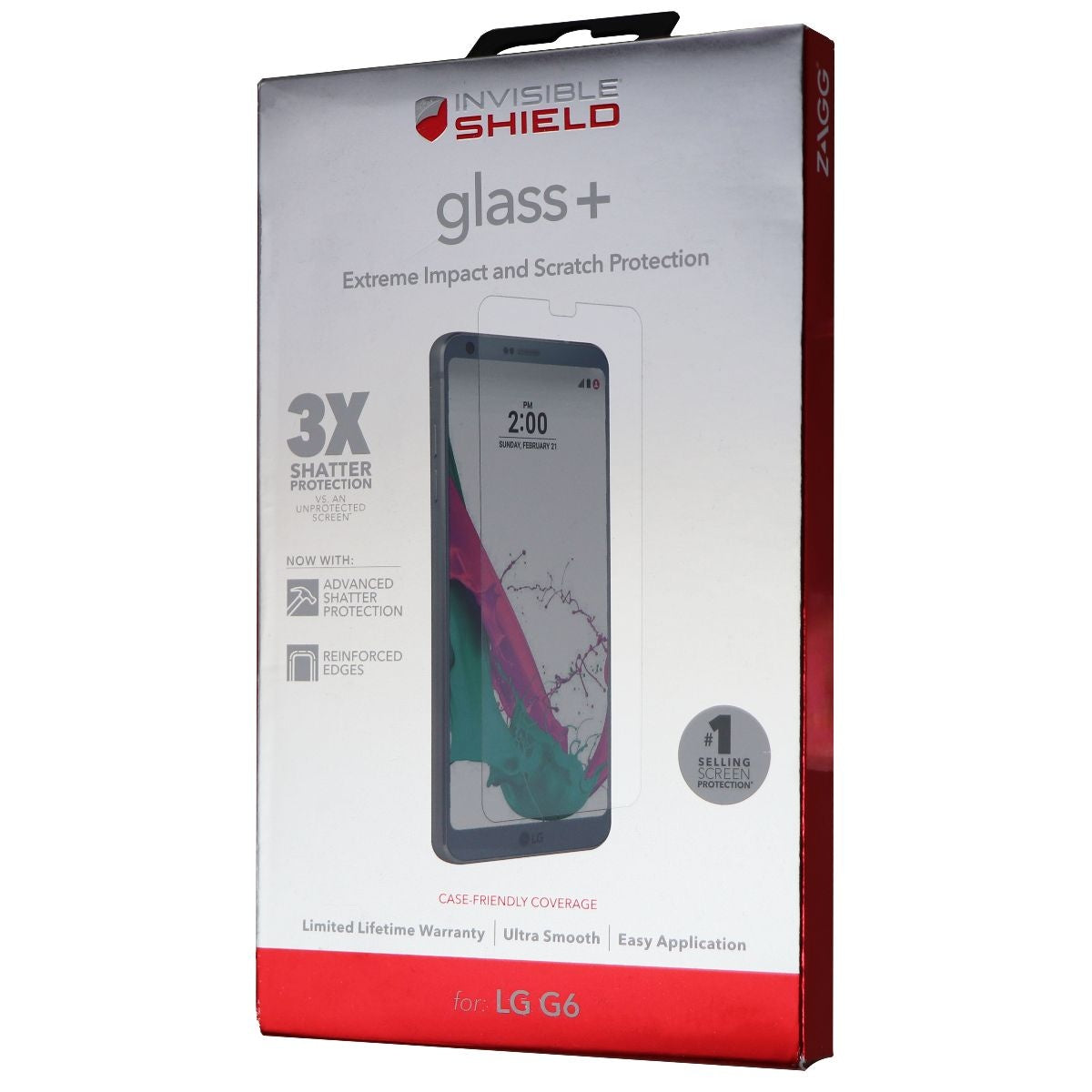 ZAGG (Glass+) Tempered Glass Screen Protector for LG G6 - Clear Cell Phone - Screen Protectors Zagg - Simple Cell Bulk Wholesale Pricing - USA Seller