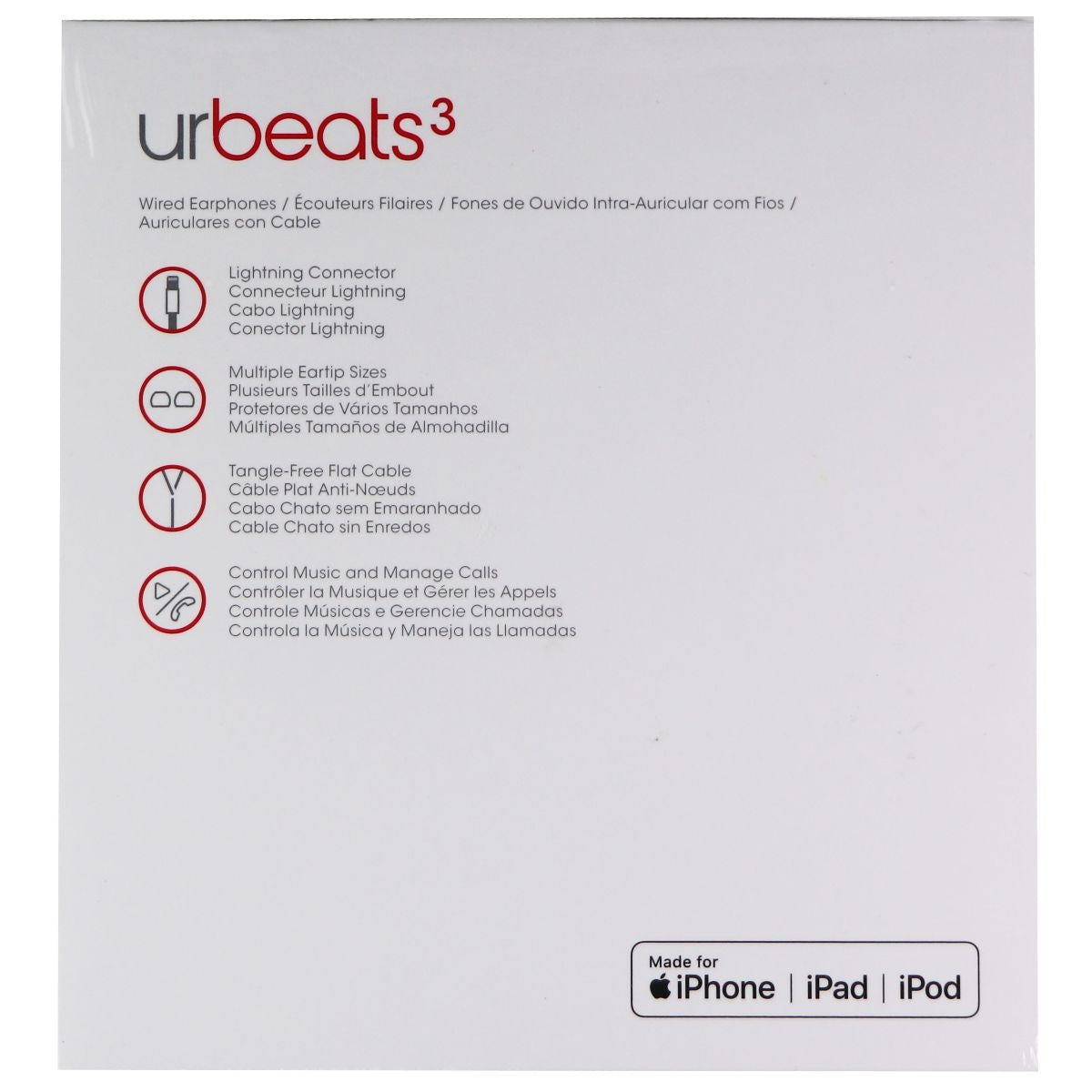Beats urBeats3 Wired Earphones - Satin Silver (MU9A2LL/A) Portable Audio - Headphones Beats by Dr. Dre - Simple Cell Bulk Wholesale Pricing - USA Seller