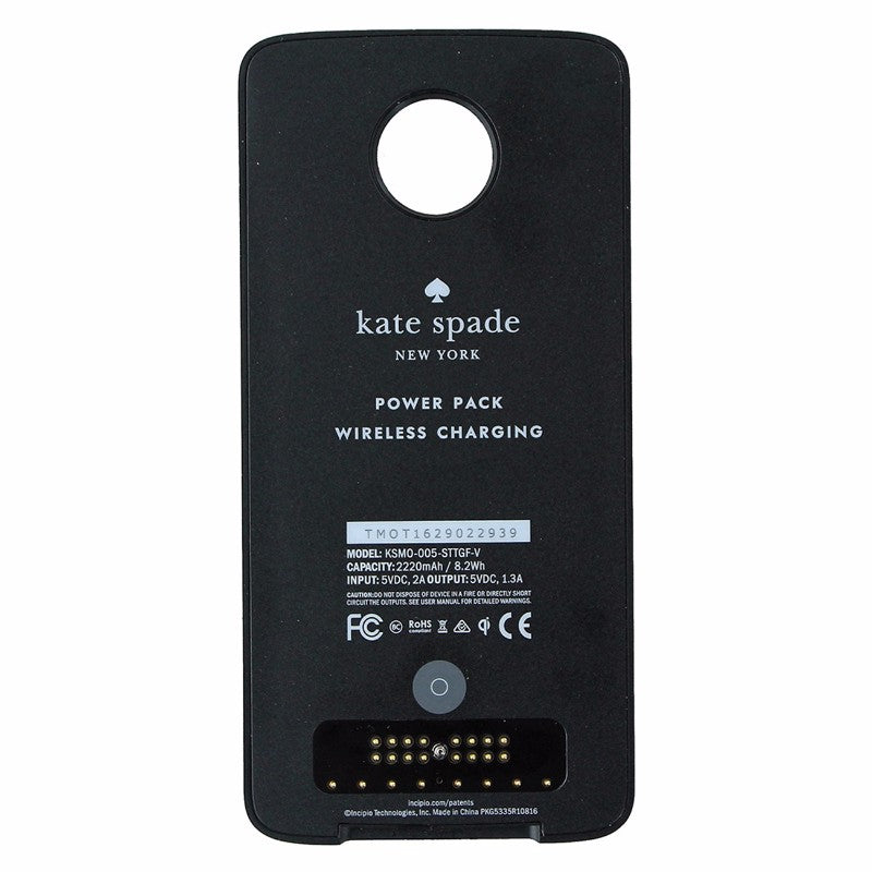 Kate Spade Charging Wireless Power Pack Case MotoMod For Moto Z- Black and White Cell Phone - Cases, Covers & Skins Kate Spade - Simple Cell Bulk Wholesale Pricing - USA Seller