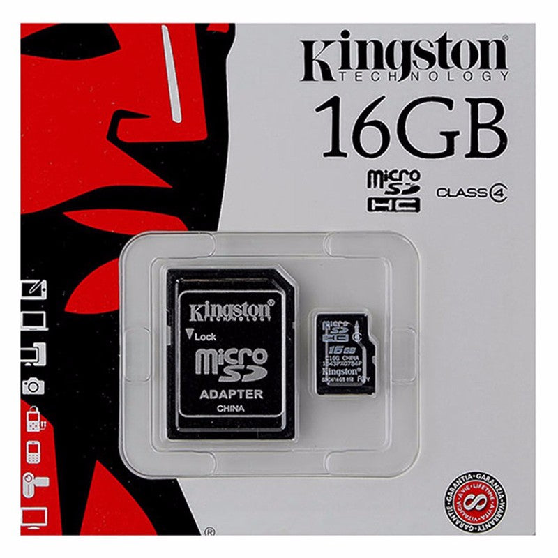 Kingston Digital 16 GB microSDHC Flash Memory Card - Black Cell Phone - Memory Cards Kingston - Simple Cell Bulk Wholesale Pricing - USA Seller