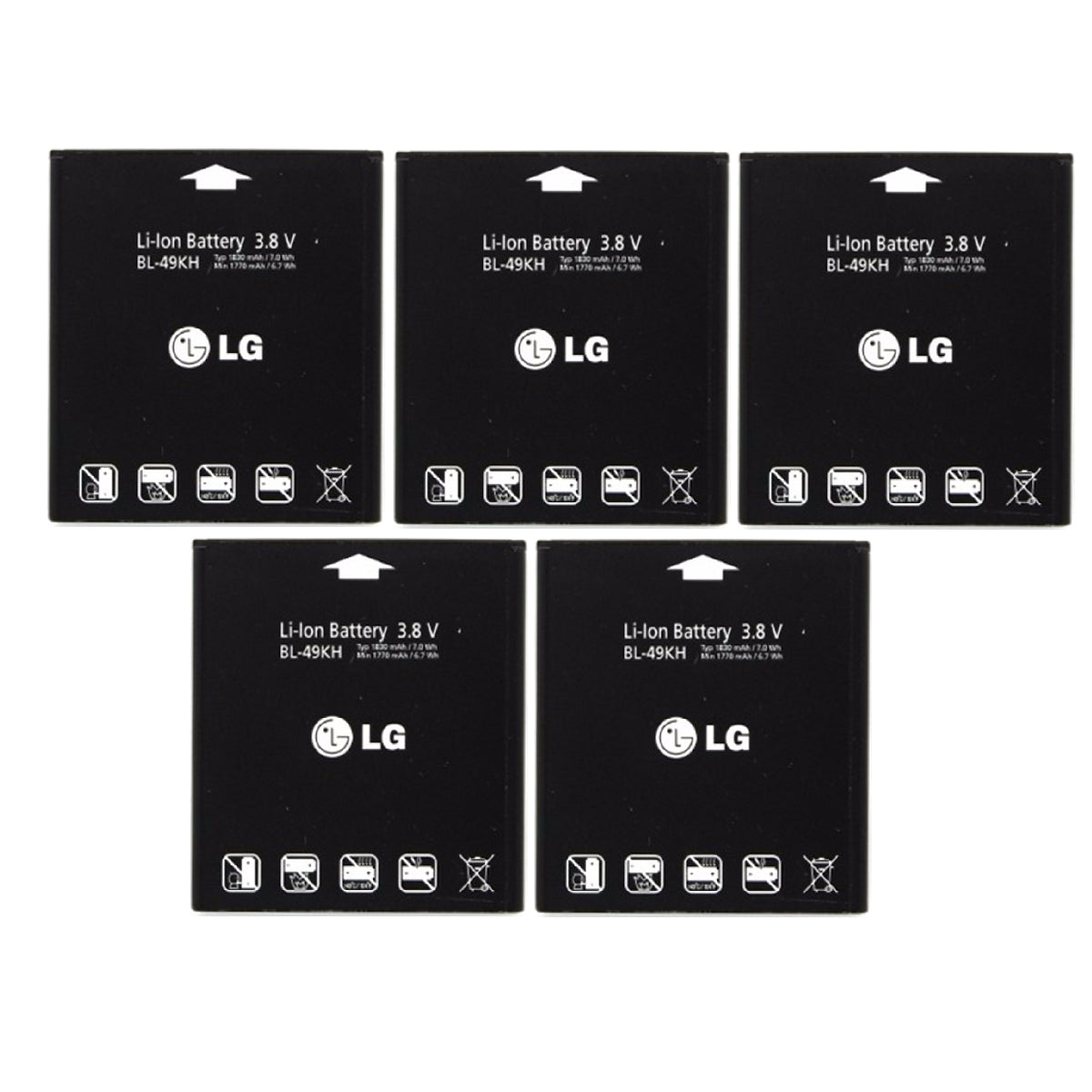 KIT 5x LG BL-49KH 1830 mAh Replacement Battery for LG Optimus Cell Phone - Batteries LG - Simple Cell Bulk Wholesale Pricing - USA Seller