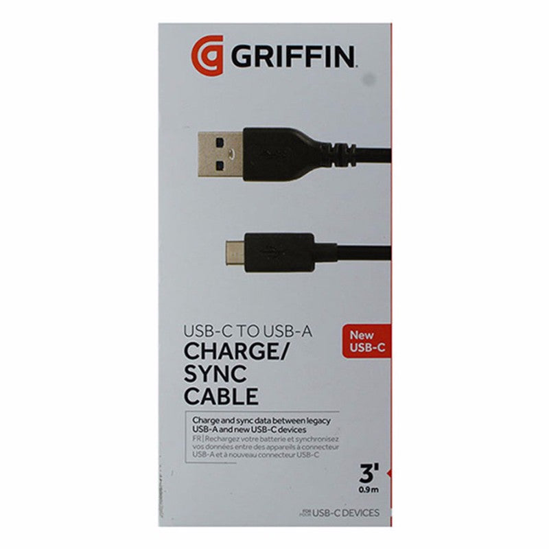 Griffin ( GC41637 ) Charge and Sync Cable for USB - C Devices - Black Cell Phone - Cables & Adapters Griffin - Simple Cell Bulk Wholesale Pricing - USA Seller