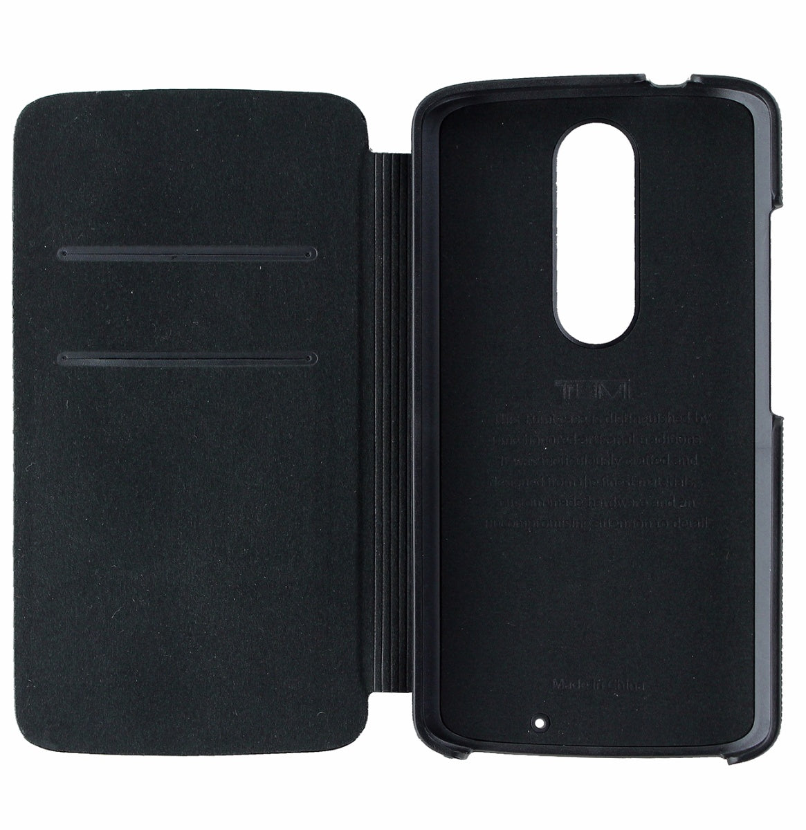 Tumi Premium Leather Wallet Folio Case Cover for Motorola Droid Turbo2 - Black Cell Phone - Cases, Covers & Skins Tumi - Simple Cell Bulk Wholesale Pricing - USA Seller