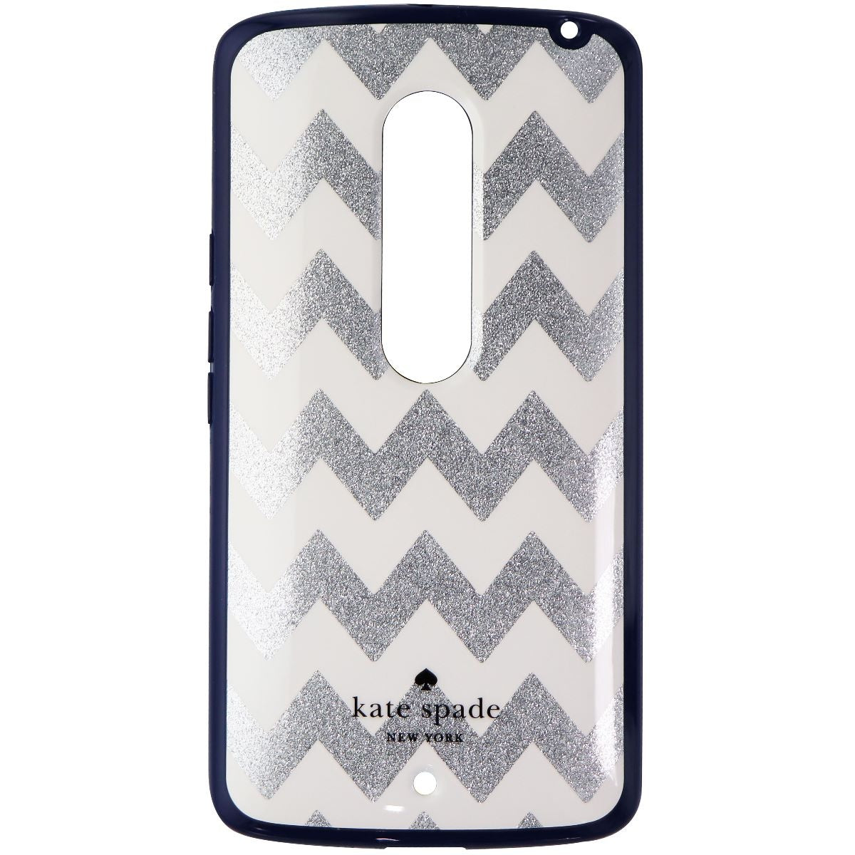 Kate Spade Hybrid Hardshell Case for Motorola Droid Maxx 2 - Silver / Navy Blue Cell Phone - Cases, Covers & Skins Kate Spade - Simple Cell Bulk Wholesale Pricing - USA Seller