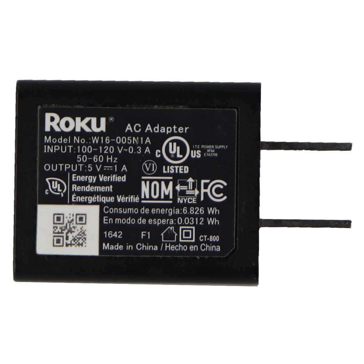 AC Adapter Single 5V/1A USB Wall Charger - Black (W16-005N1A) Cell Phone - Chargers & Cradles Roku - Simple Cell Bulk Wholesale Pricing - USA Seller