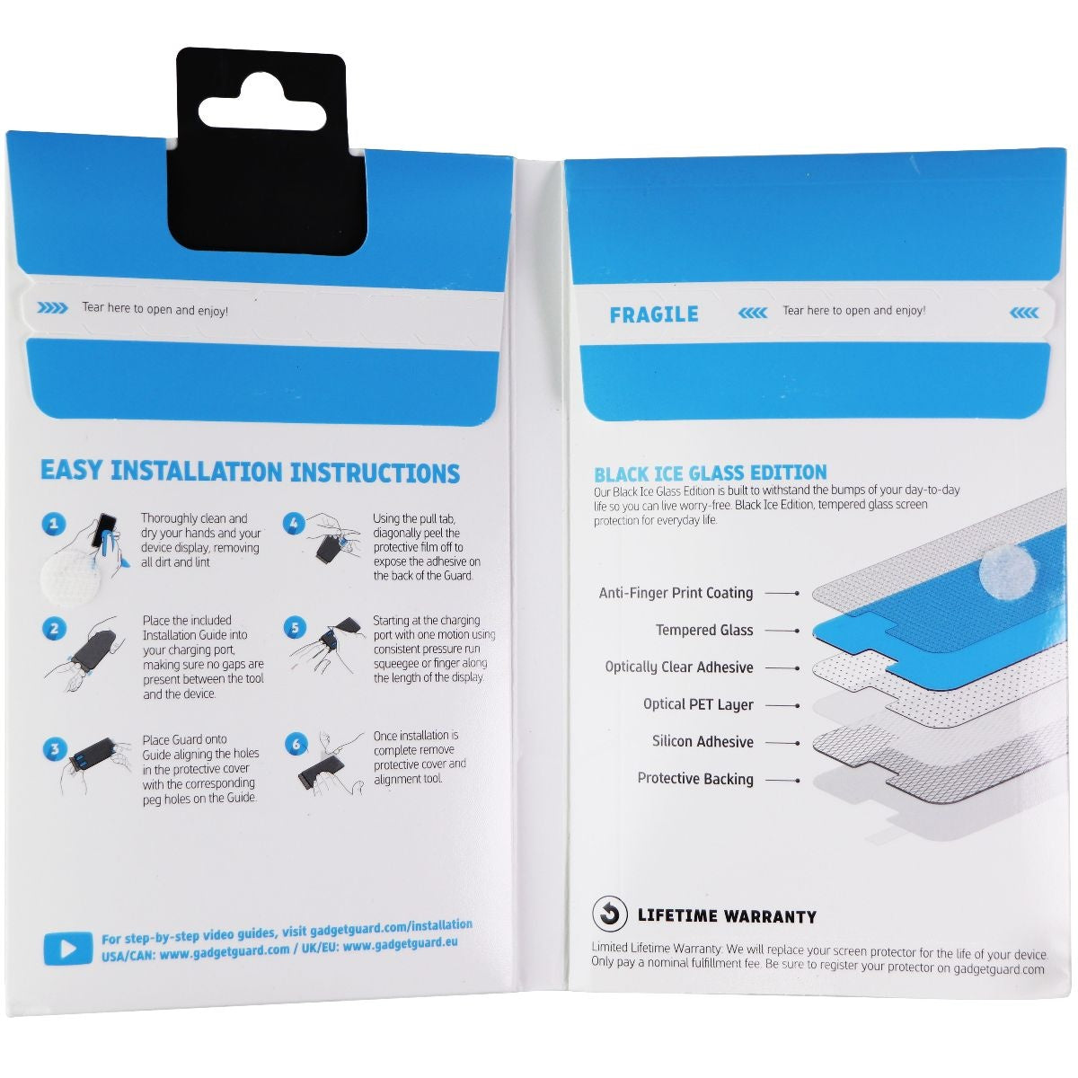 Gadget Guard (Black Ice) Glass Edition for Moto G7 Power / G7 Supra - Clear Cell Phone - Screen Protectors Gadget Guard - Simple Cell Bulk Wholesale Pricing - USA Seller