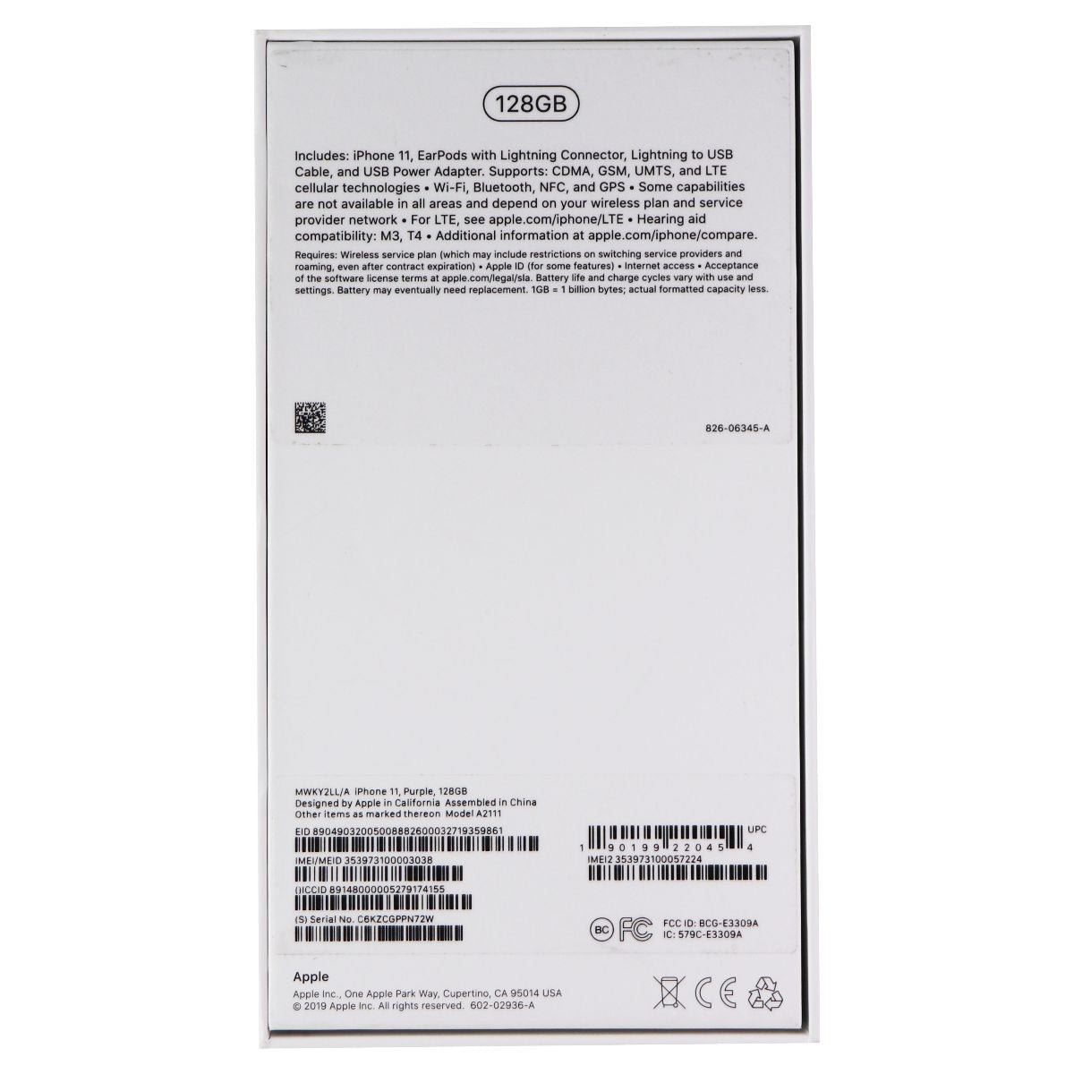 RETAIL BOX - Apple iPhone 11 - 128GB / Purple - NO DEVICE Cell Phone - Other Accessories Apple - Simple Cell Bulk Wholesale Pricing - USA Seller