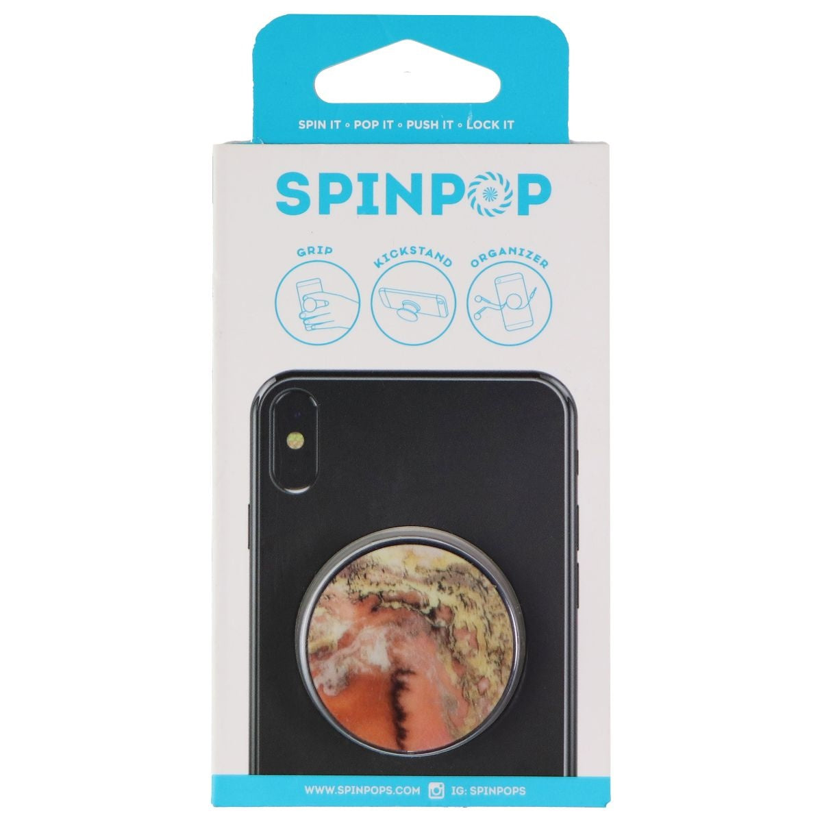 SpinPop Grip, Kickstand, Organizer Novelty Holder - Blush/Beige Marble Cell Phone - Mounts & Holders SpinPop - Simple Cell Bulk Wholesale Pricing - USA Seller