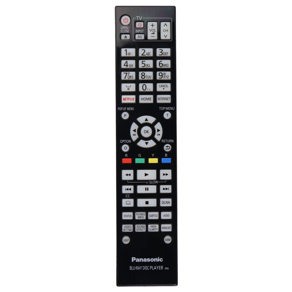 Panasonic OEM Blu-Ray Disc Player Remote Control - Black (N2QAYA000131) TV, Video & Audio Accessories - Remote Controls Panasonic - Simple Cell Bulk Wholesale Pricing - USA Seller