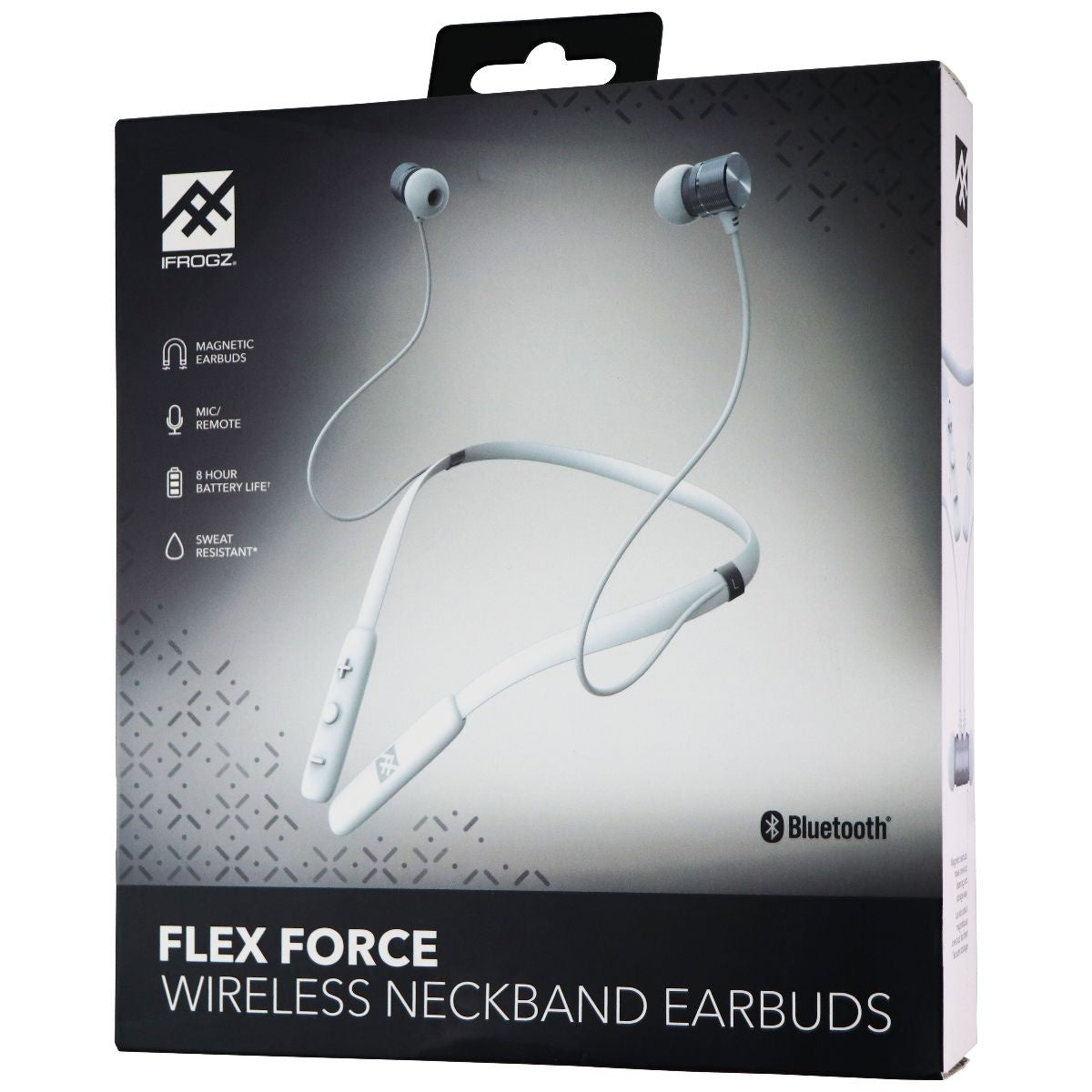 iFrogz FLEX FORCE Wireless Bluetooth Neckband Earbuds with Mic/Remote - White Portable Audio - Headphones iFrogz - Simple Cell Bulk Wholesale Pricing - USA Seller