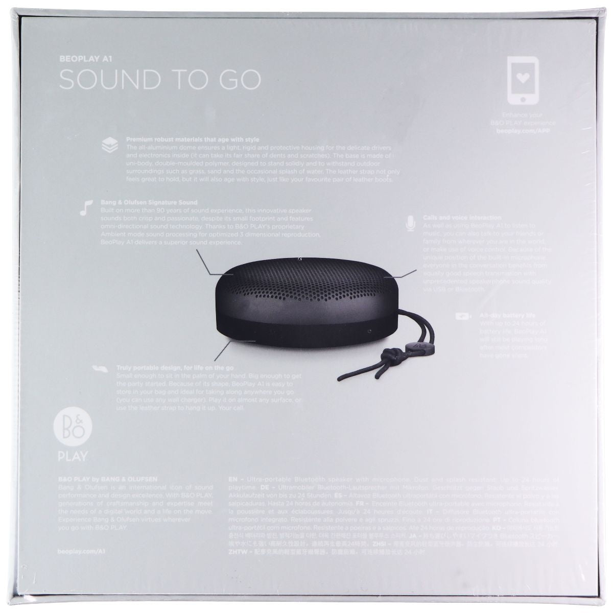 B&O PLAY A1 Portable Bluetooth Speaker - Black (1297826) Home Multimedia - Home Speakers & Subwoofers Bang & Olufsen - Simple Cell Bulk Wholesale Pricing - USA Seller