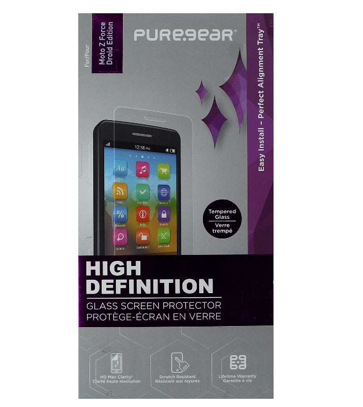PureGear HD Tempered Glass with Self Aligning Tray for Moto Z Force - Clear Cell Phone - Screen Protectors PureGear - Simple Cell Bulk Wholesale Pricing - USA Seller
