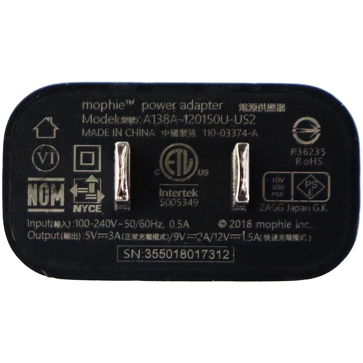 Mophie ( A138A - 120150U - US2 ) Fast Adapter for USB Devices - Black Cell Phone - Cables & Adapters Mophie - Simple Cell Bulk Wholesale Pricing - USA Seller