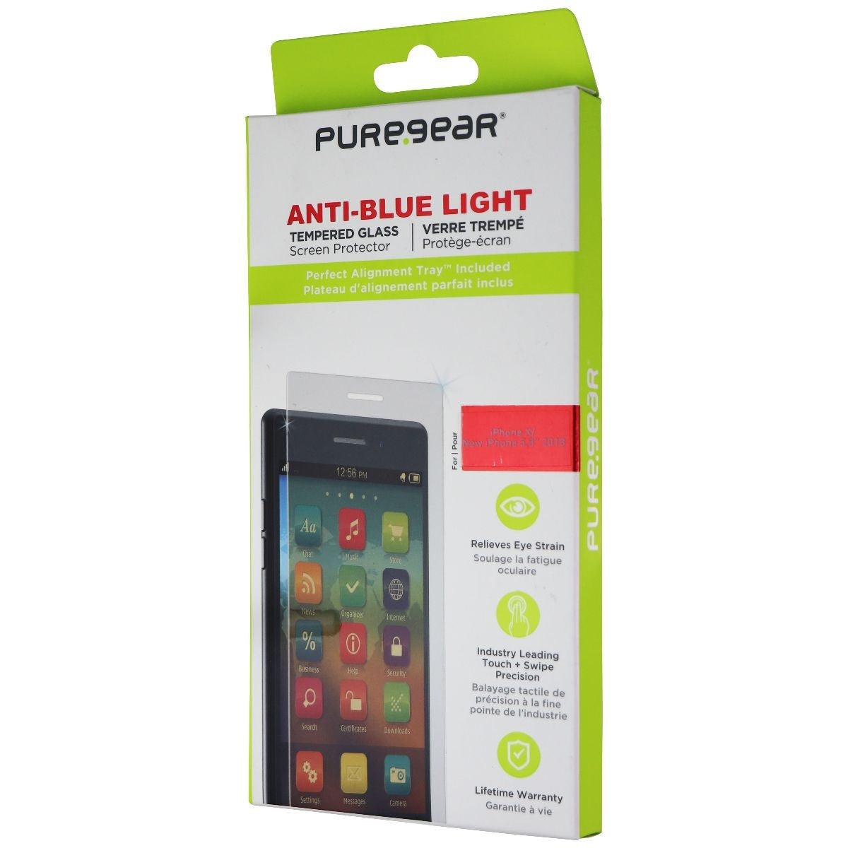 PureGear Anti-Blue Light Tempered Glass for iPhone Xs/X with Alignment Tray Cell Phone - Screen Protectors PureGear - Simple Cell Bulk Wholesale Pricing - USA Seller