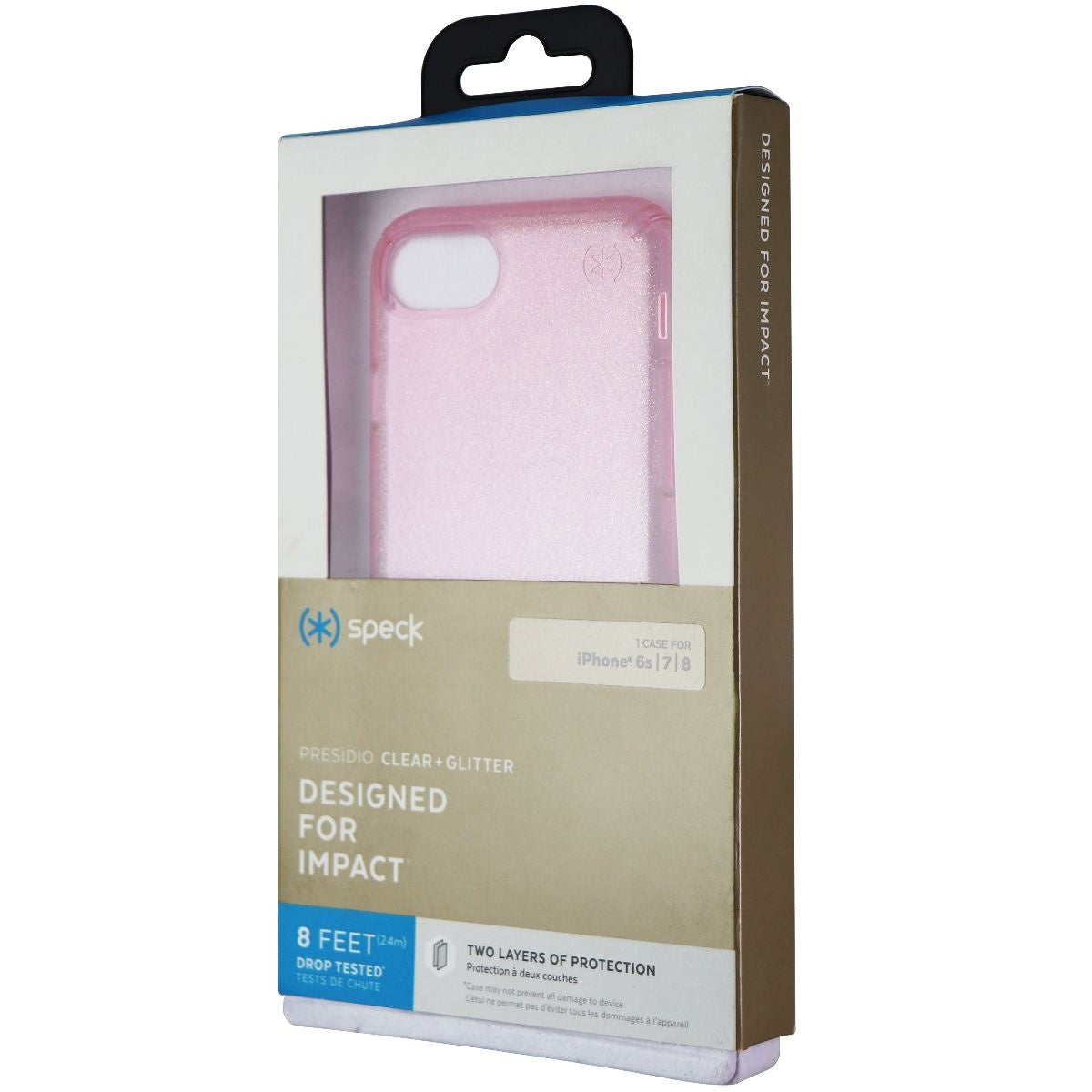 Speck Presidio Case for Apple iPhone SE(2nd Gen) & 8 - Bella Pink / Gold Glitter Cell Phone - Cases, Covers & Skins Speck - Simple Cell Bulk Wholesale Pricing - USA Seller