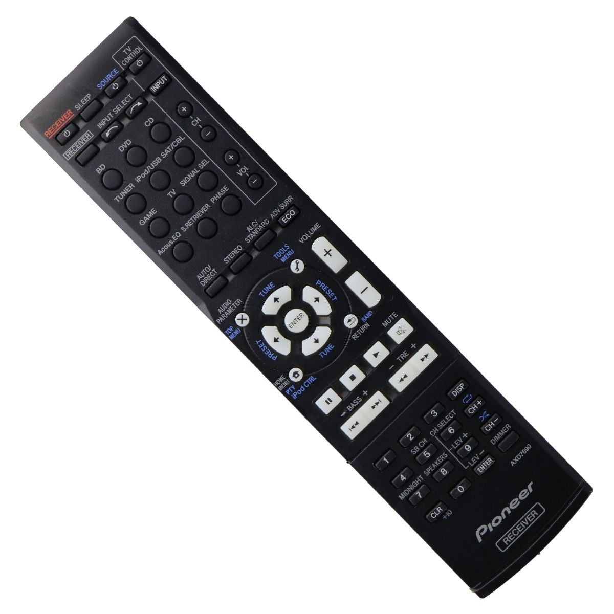 Pioneer Remote Control (AXD7690) for Select Pioneer AV Receivers - Black TV, Video & Audio Accessories - Remote Controls Pioneer - Simple Cell Bulk Wholesale Pricing - USA Seller