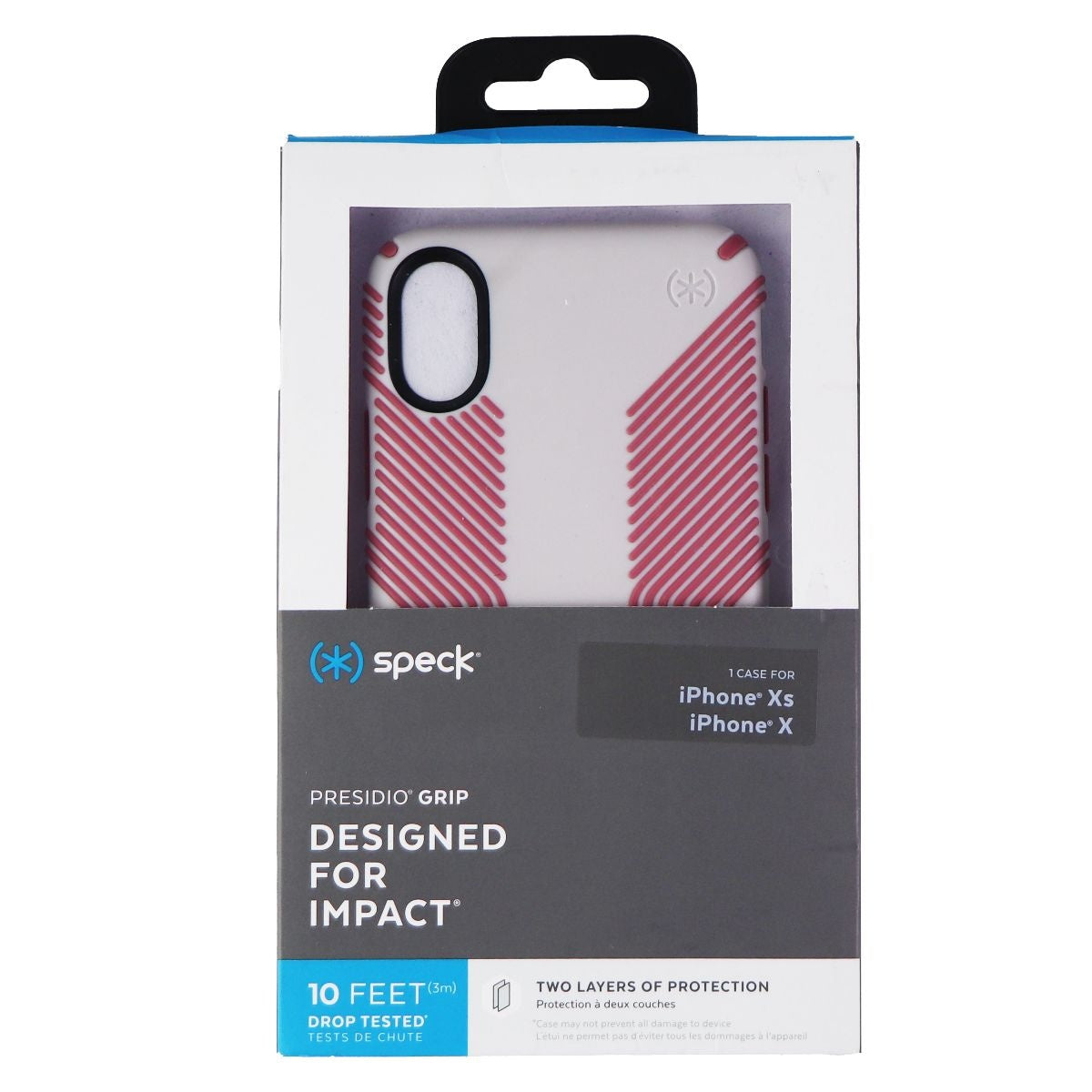 Speck Presidio Grip Case Cover for iPhone XS / X - Veil White / Lipliner Pink Cell Phone - Cases, Covers & Skins Speck - Simple Cell Bulk Wholesale Pricing - USA Seller