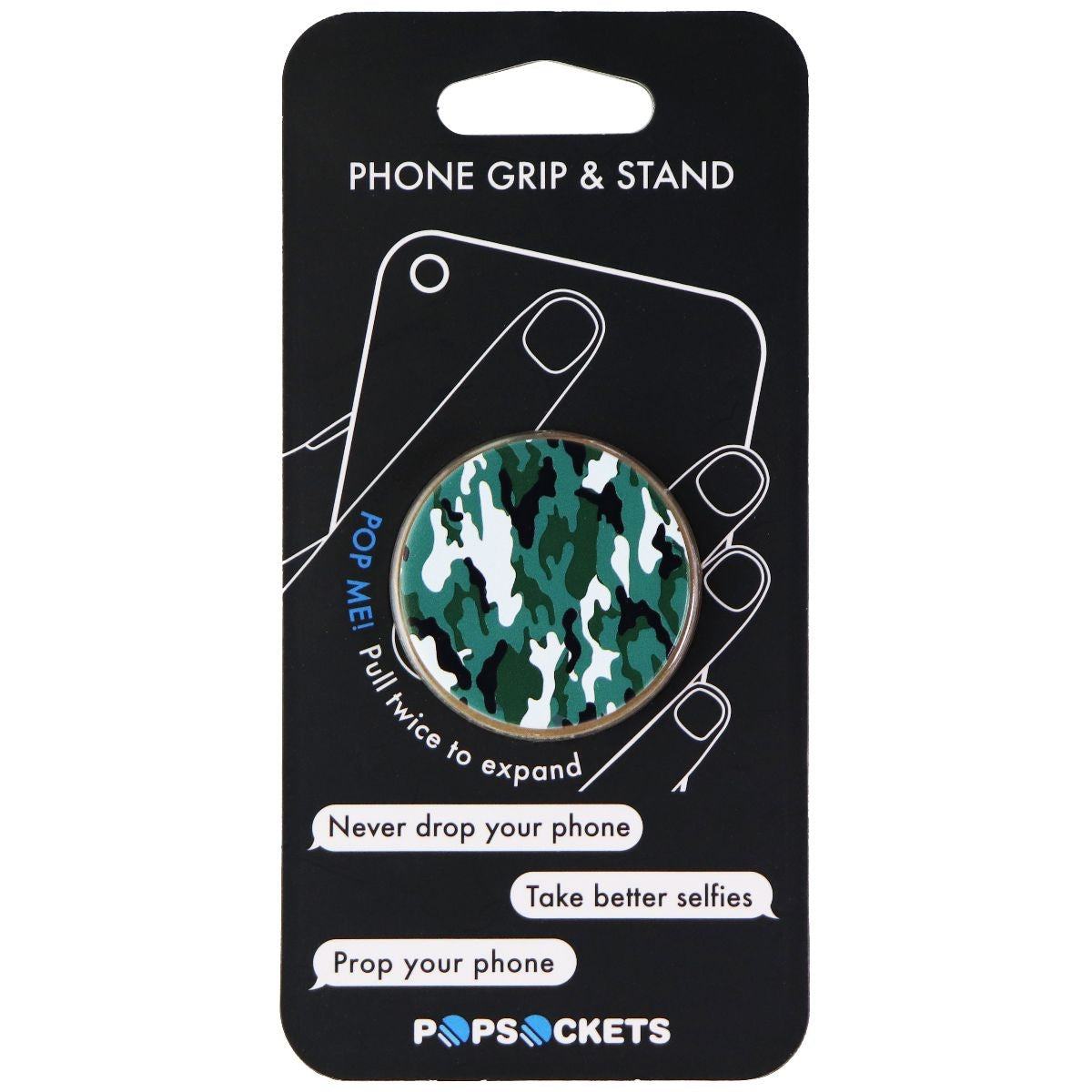 PopSockets Collapsible Grip & Stand for Phone and Tablets - Green Camo iPad/Tablet Accessories - Mounts, Stands & Holders PopSockets - Simple Cell Bulk Wholesale Pricing - USA Seller