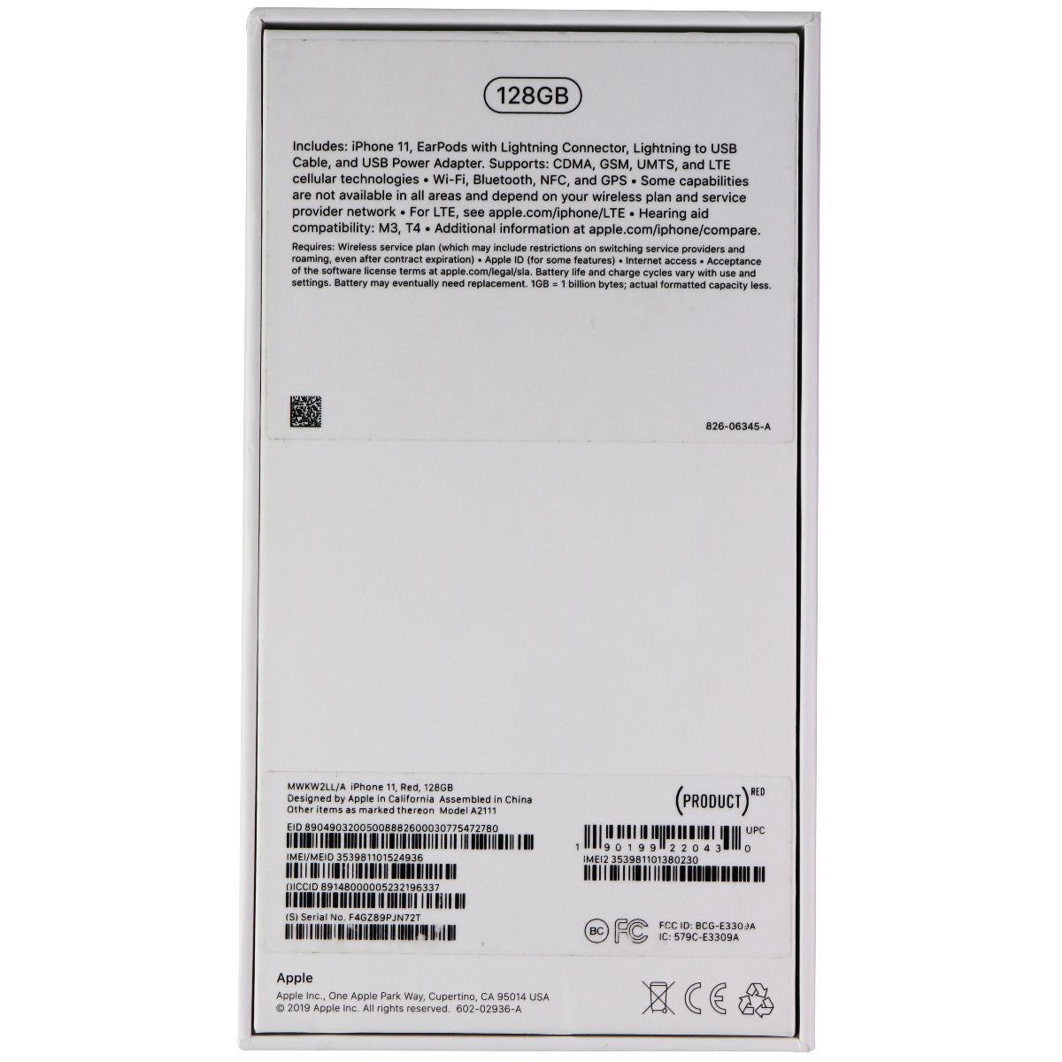 Apple iPhone 11 RETAIL BOX - 128GB / Red - NO DEVICE Cell Phone - Other Accessories Apple - Simple Cell Bulk Wholesale Pricing - USA Seller