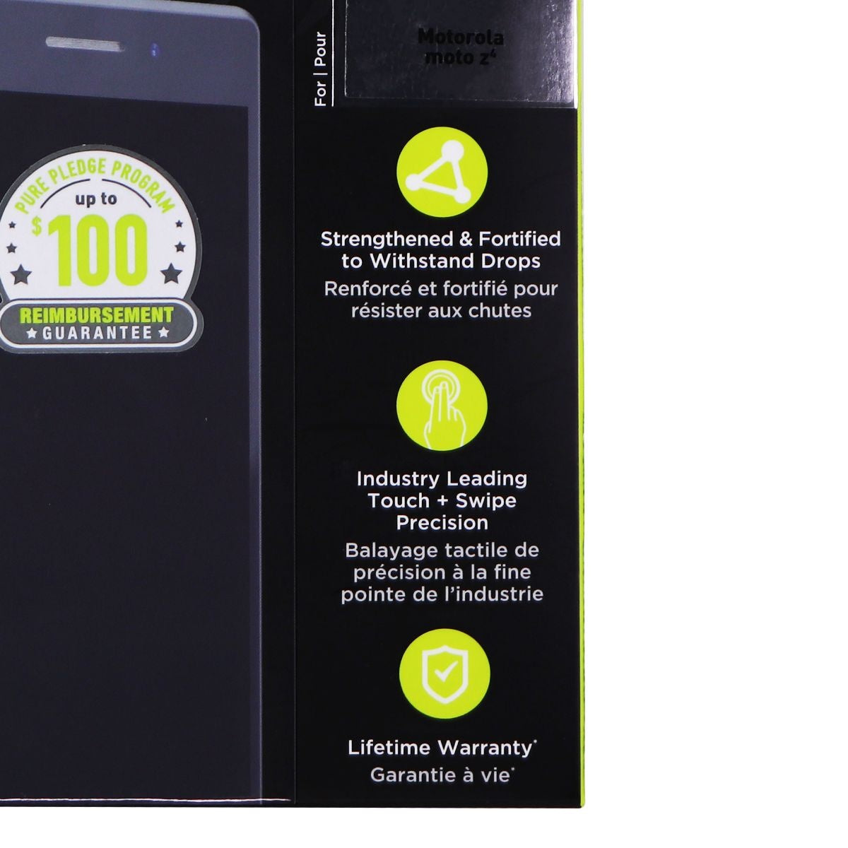 PureGear Steel 360 Series Tempered Glass for Motorola Moto Z4 - Clear Cell Phone - Screen Protectors PureGear - Simple Cell Bulk Wholesale Pricing - USA Seller