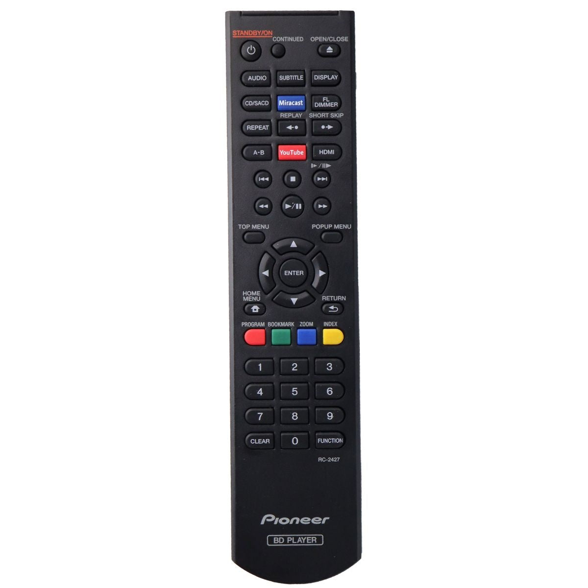 Pioneer Remote (RC-2427) for Select Pioneer Blu-Ray Disc Players - Black TV, Video & Audio Accessories - Remote Controls Pioneer - Simple Cell Bulk Wholesale Pricing - USA Seller