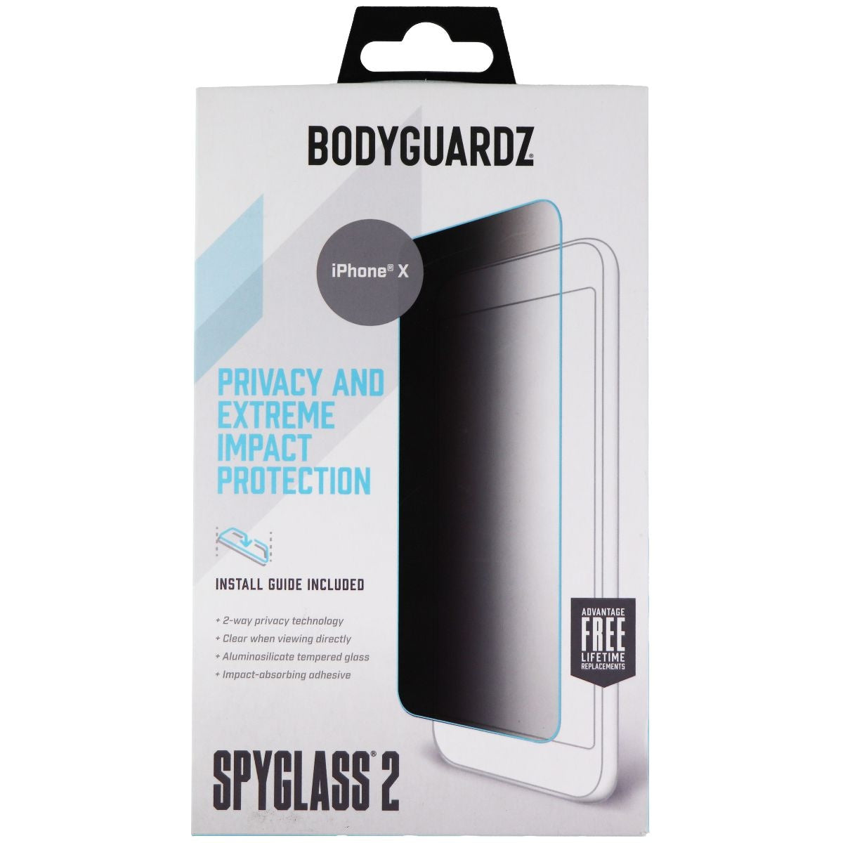 BodyGuardz Spyglass 2 Screen Protector for Apple iPhone XS / iPhone X - Dark Cell Phone - Screen Protectors BODYGUARDZ - Simple Cell Bulk Wholesale Pricing - USA Seller