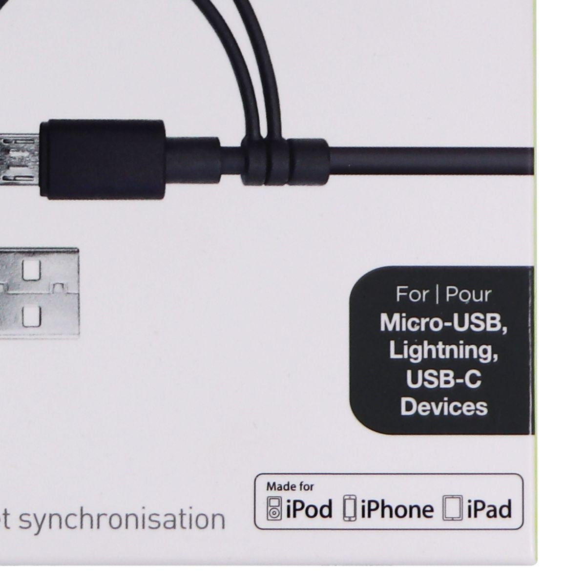 PureGear 4ft Charge-Sync Cable with USB-C, Micro USB, & Apple Adapter - Black Cell Phone - Cables & Adapters PureGear - Simple Cell Bulk Wholesale Pricing - USA Seller