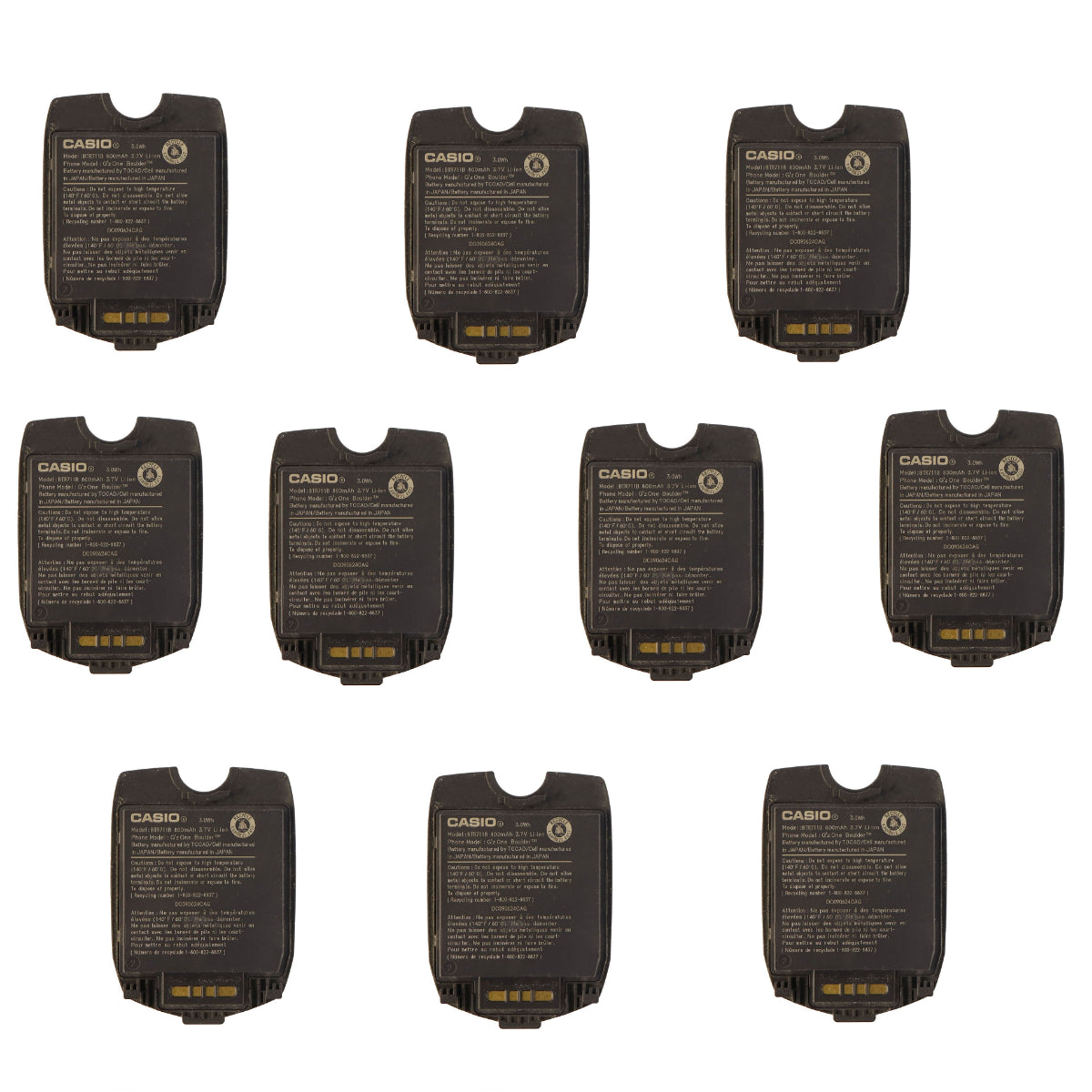 KIT 10x Casio BTR711B 800 mAh Replacement Battery for Gzone Boulder Cell Phone - Batteries Casio - Simple Cell Bulk Wholesale Pricing - USA Seller