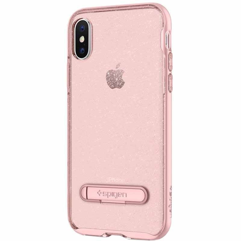 Spigen Crystal Hybrid Glitter Case w/ Kickstand for iPhone X - Transparent Pink Cell Phone - Cases, Covers & Skins Spigen - Simple Cell Bulk Wholesale Pricing - USA Seller