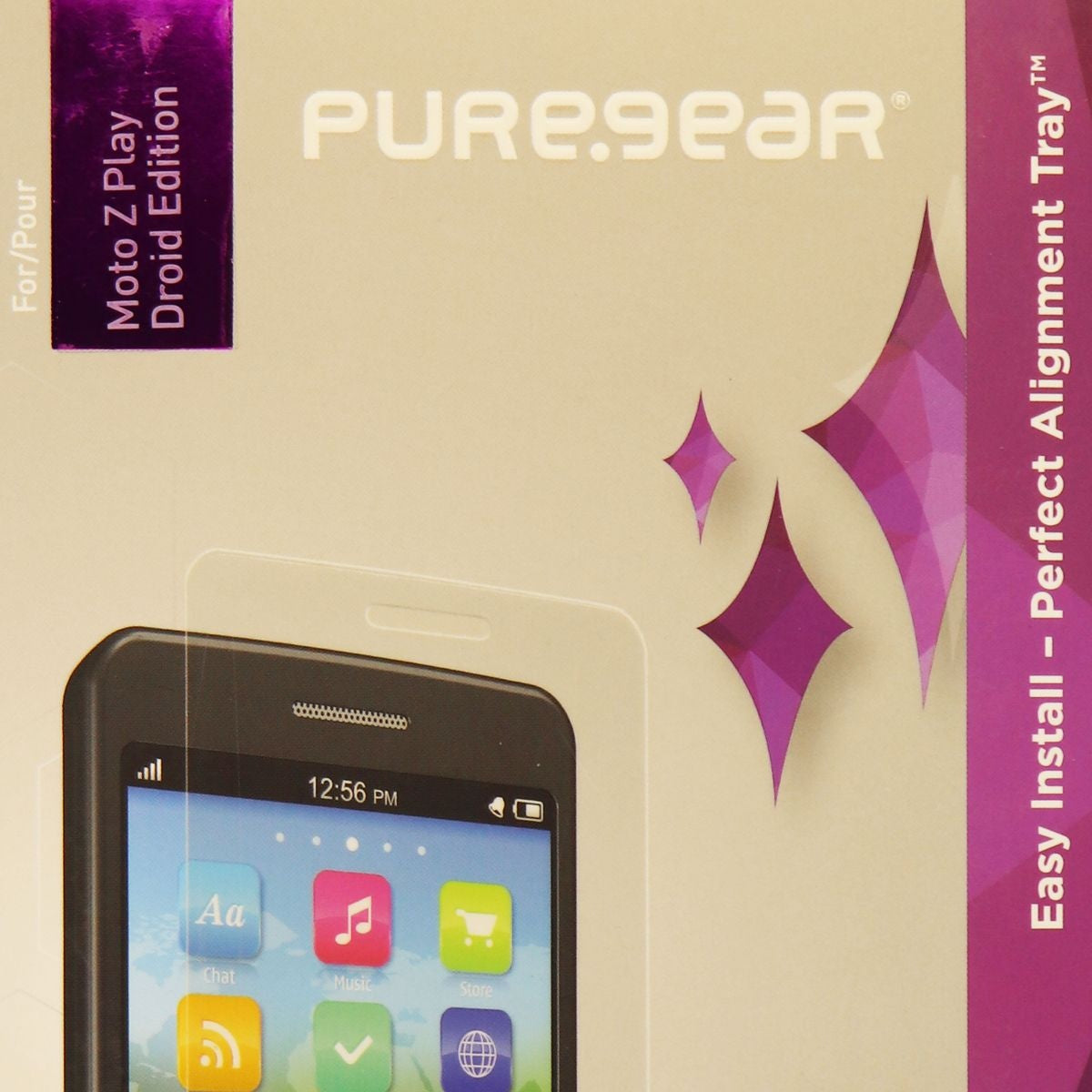 PureGear HD Tempered Glass Screen Protector for Moto Z Play Droid Edition Cell Phone - Screen Protectors PureGear - Simple Cell Bulk Wholesale Pricing - USA Seller