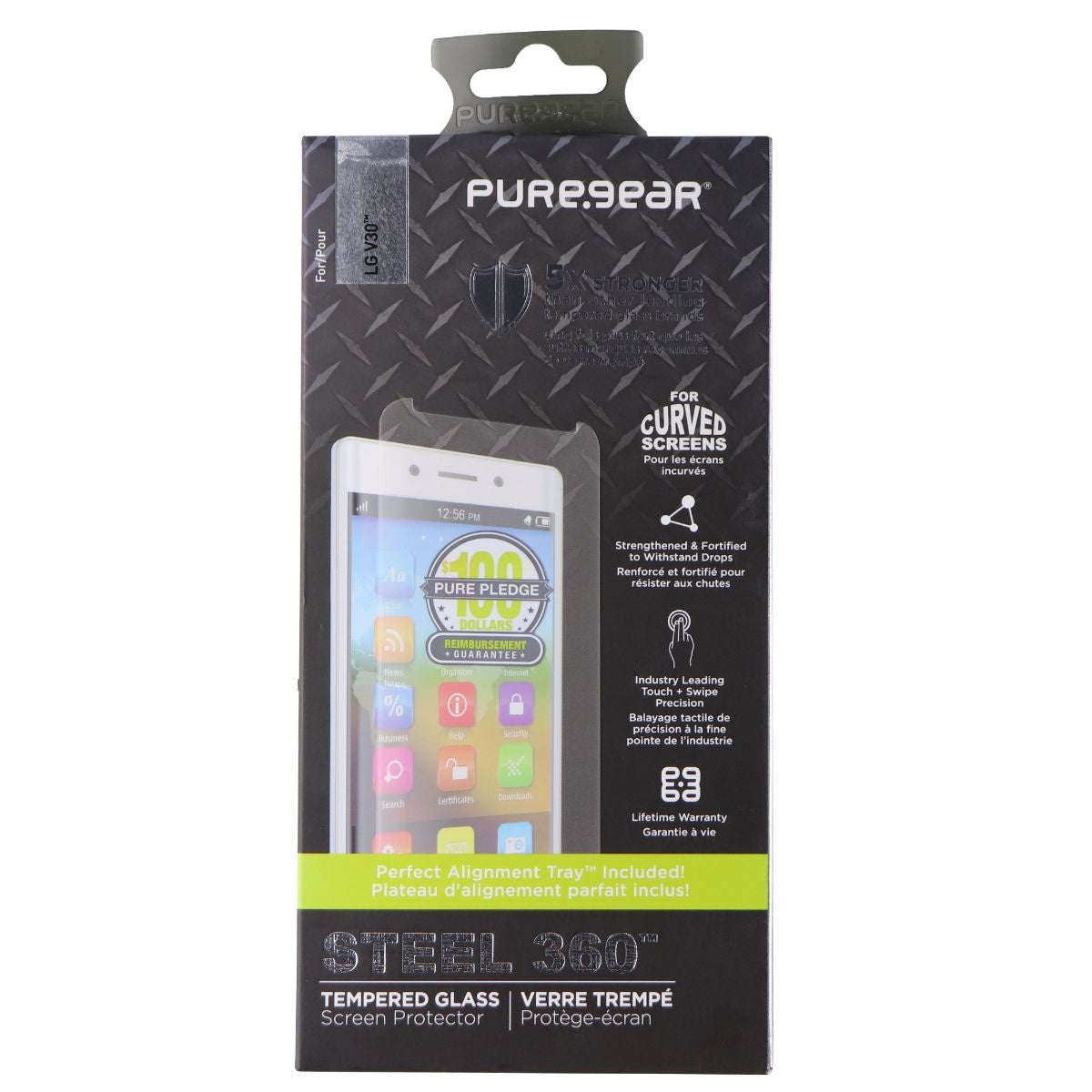 PureGear Steel 360 Series Tempered Glass Screen Protector for LG V30 Cell Phone - Screen Protectors PureGear - Simple Cell Bulk Wholesale Pricing - USA Seller