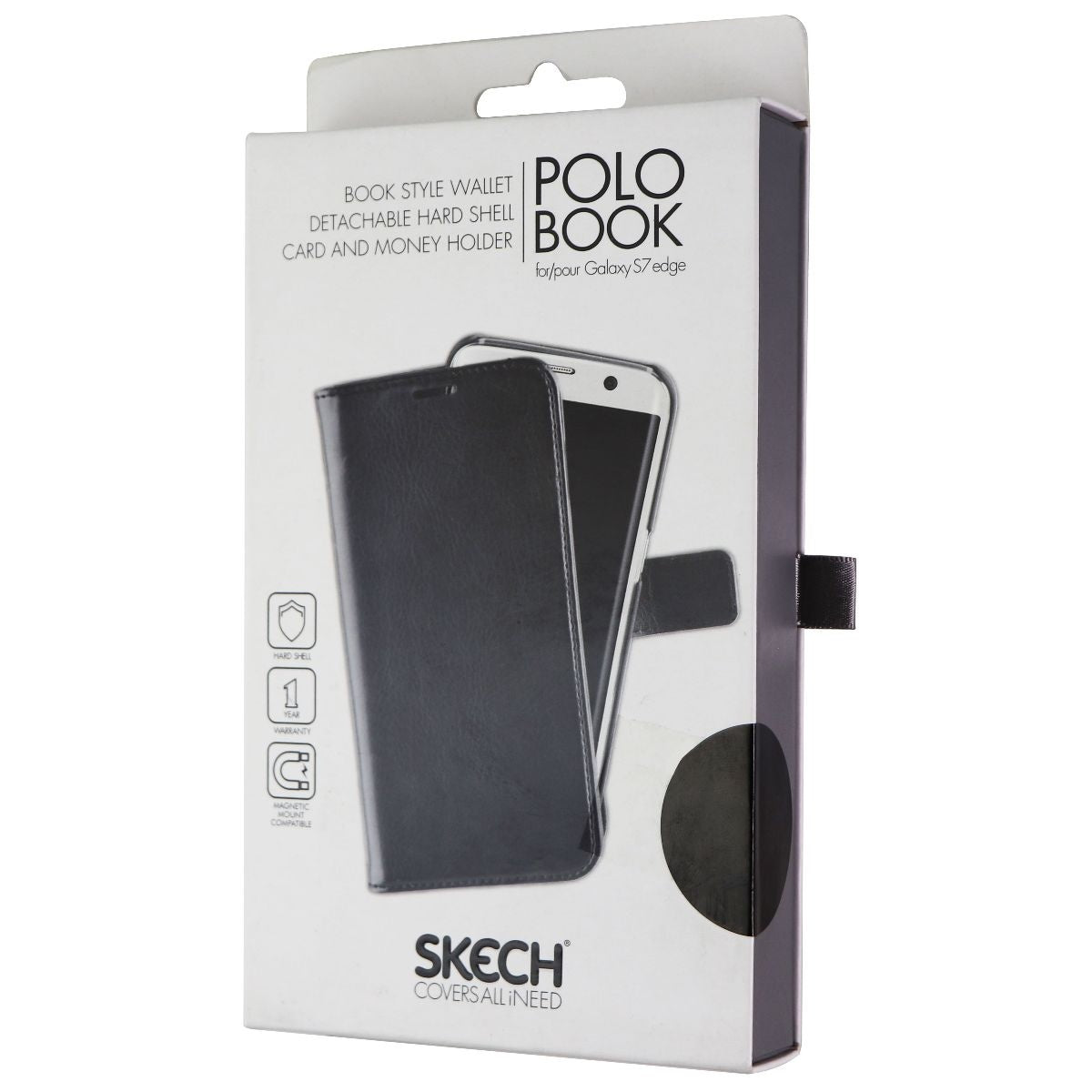 Skech Polo Book Wallet Cover for Samsung Galaxy S7 Edge - Black Cell Phone - Cases, Covers & Skins Skech - Simple Cell Bulk Wholesale Pricing - USA Seller