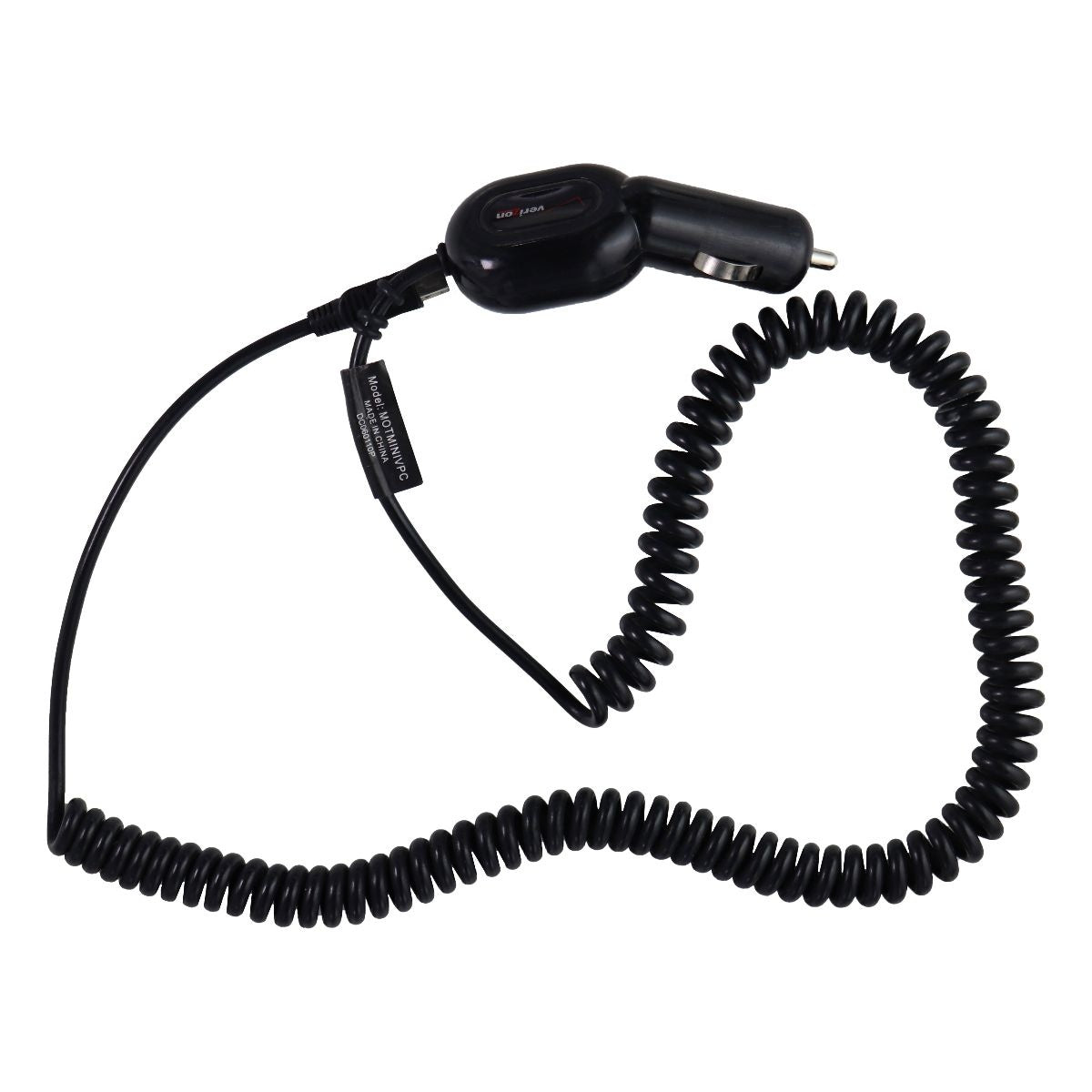 Verizon Coiled Car Charger with Mini-USB Connector - Black (MINIUSBVPC) Cell Phone - Chargers & Cradles Verizon - Simple Cell Bulk Wholesale Pricing - USA Seller