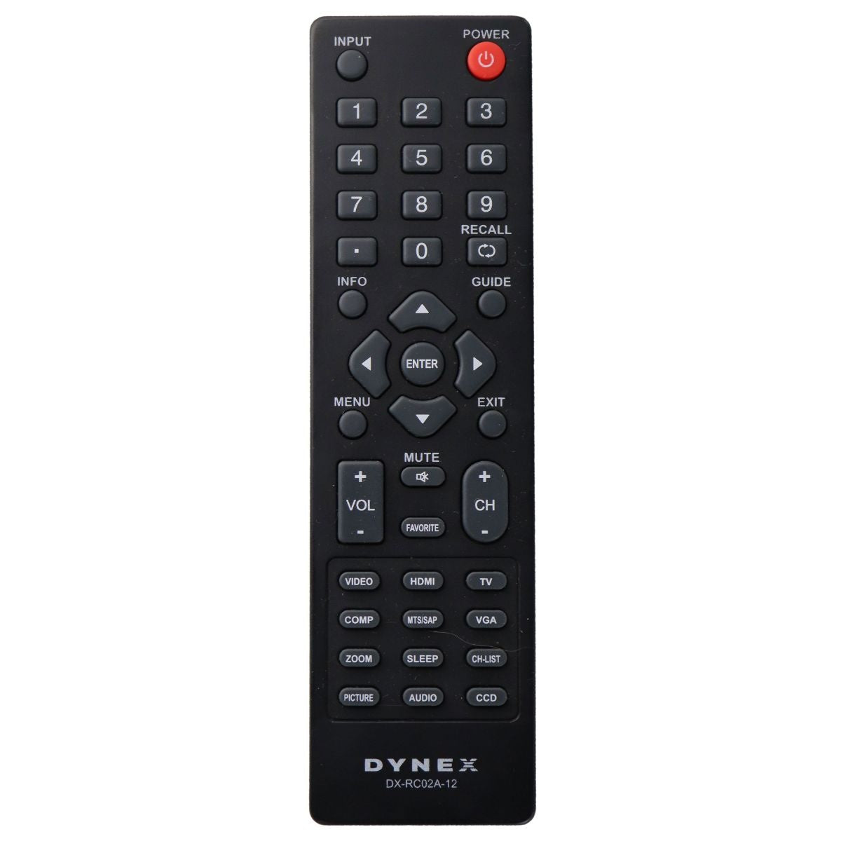 Dynex Remote (DX-RC02A-12) for Select Dynex TVs - Black TV, Video & Audio Accessories - Remote Controls Dynex - Simple Cell Bulk Wholesale Pricing - USA Seller