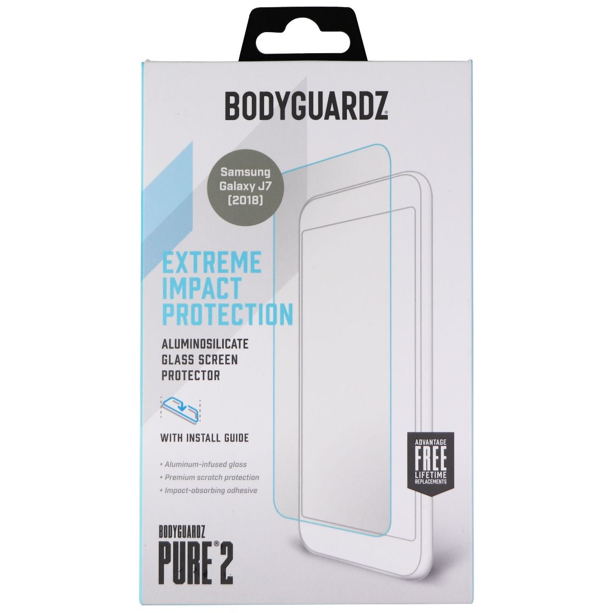 BodyGuardz Pure 2 Screen Protector for Samsung Galaxy J7 (2018) - Clear Cell Phone - Screen Protectors BODYGUARDZ - Simple Cell Bulk Wholesale Pricing - USA Seller
