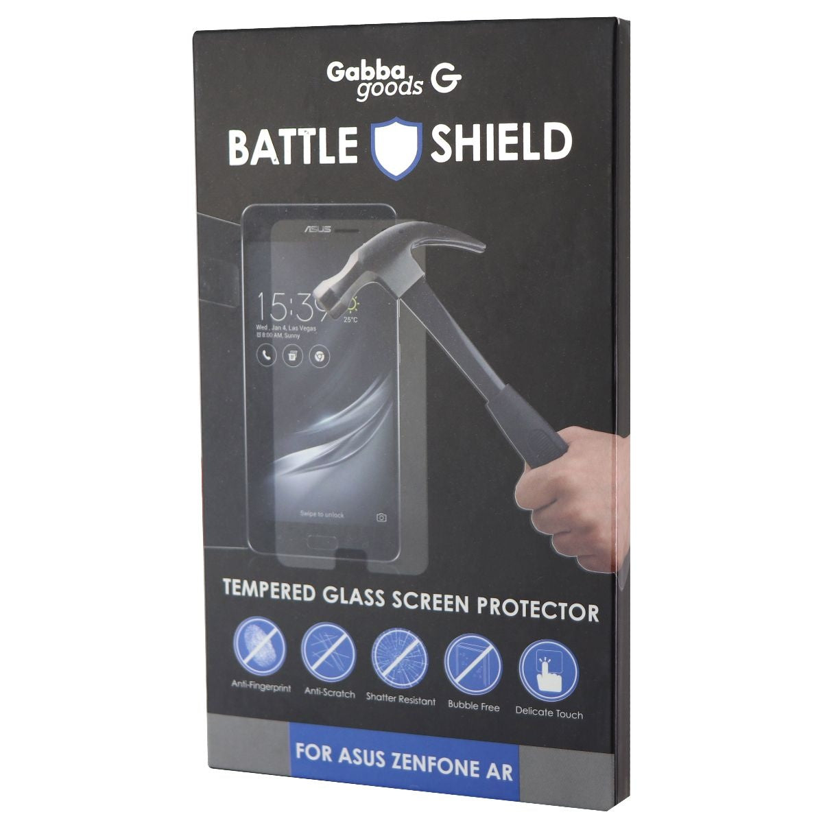 Gabba Goods Battle Shield Tempered Glass for Asus Zenfone AR Cell Phone - Screen Protectors GabbaGoods - Simple Cell Bulk Wholesale Pricing - USA Seller